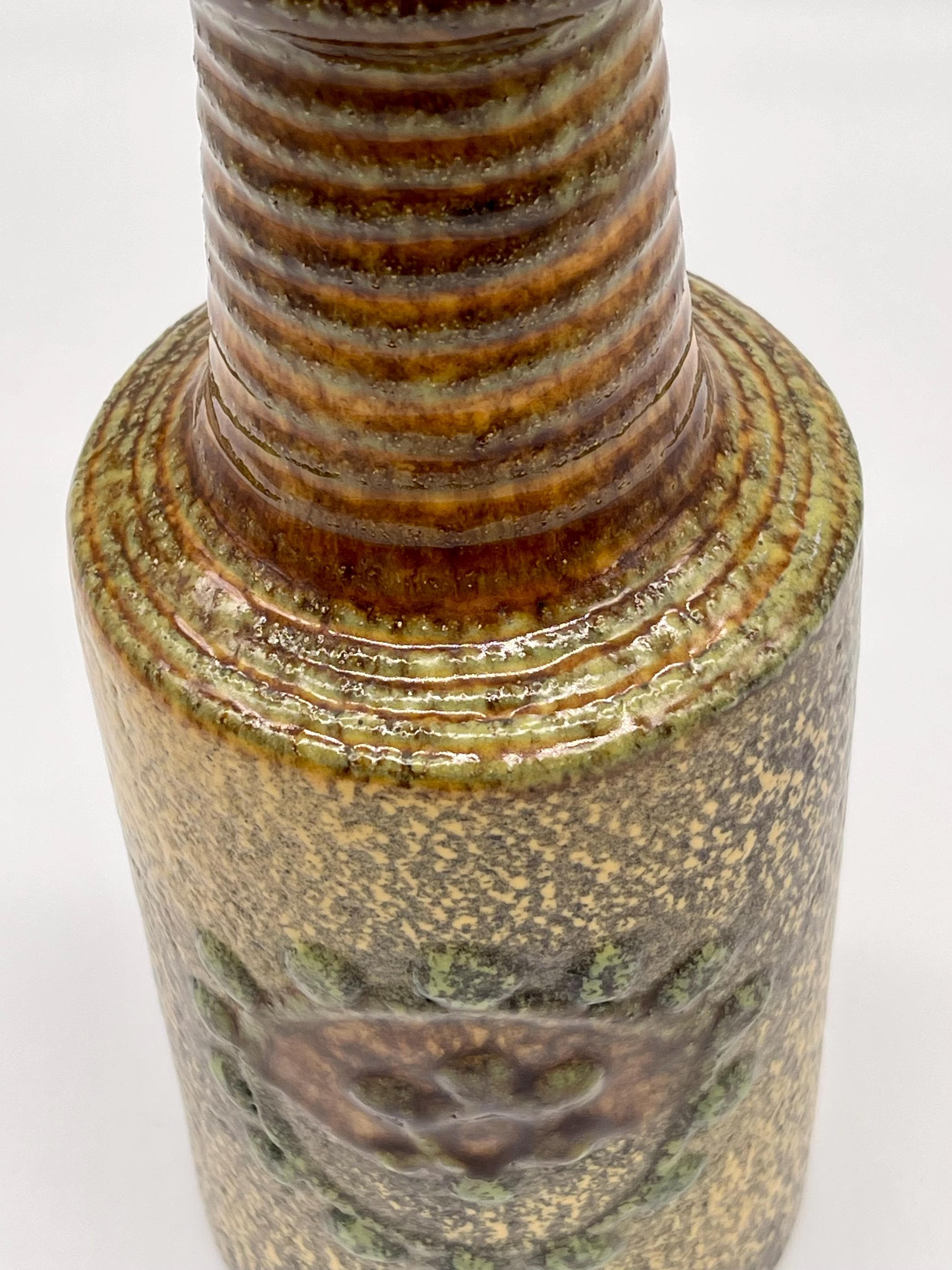Vintage VEB Haldensleben Fat Lava Vase, Mid-Century Modern Pottery Churn Bottle - Thumbnail 12
