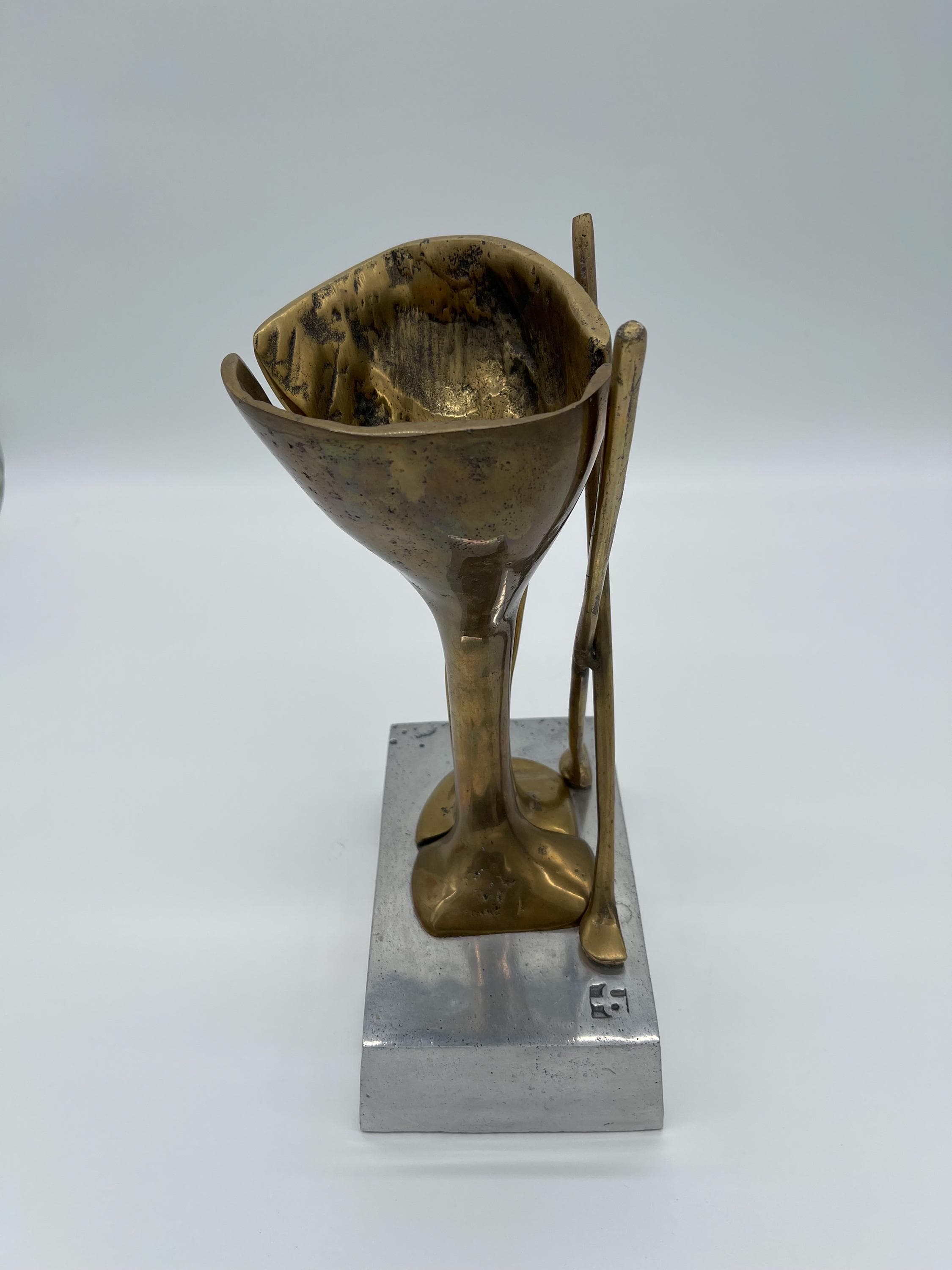 David Marshall Brutalist Golf Trophy Sculpture, Brass Aluminum Mid Century Modern Golf Gift - Thumbnail 7