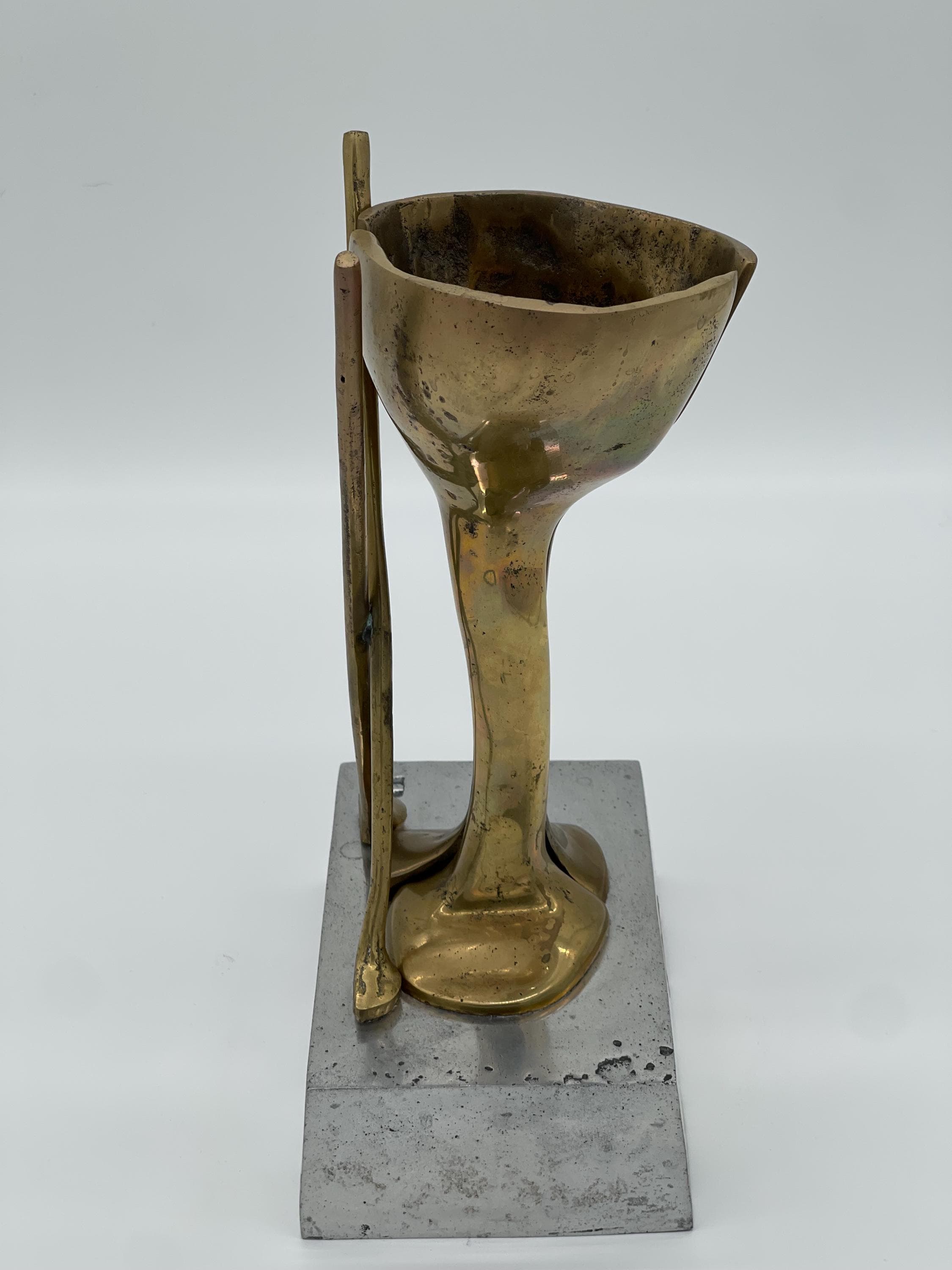 David Marshall Brutalist Golf Trophy Sculpture, Brass Aluminum Mid Century Modern Golf Gift - Thumbnail 10