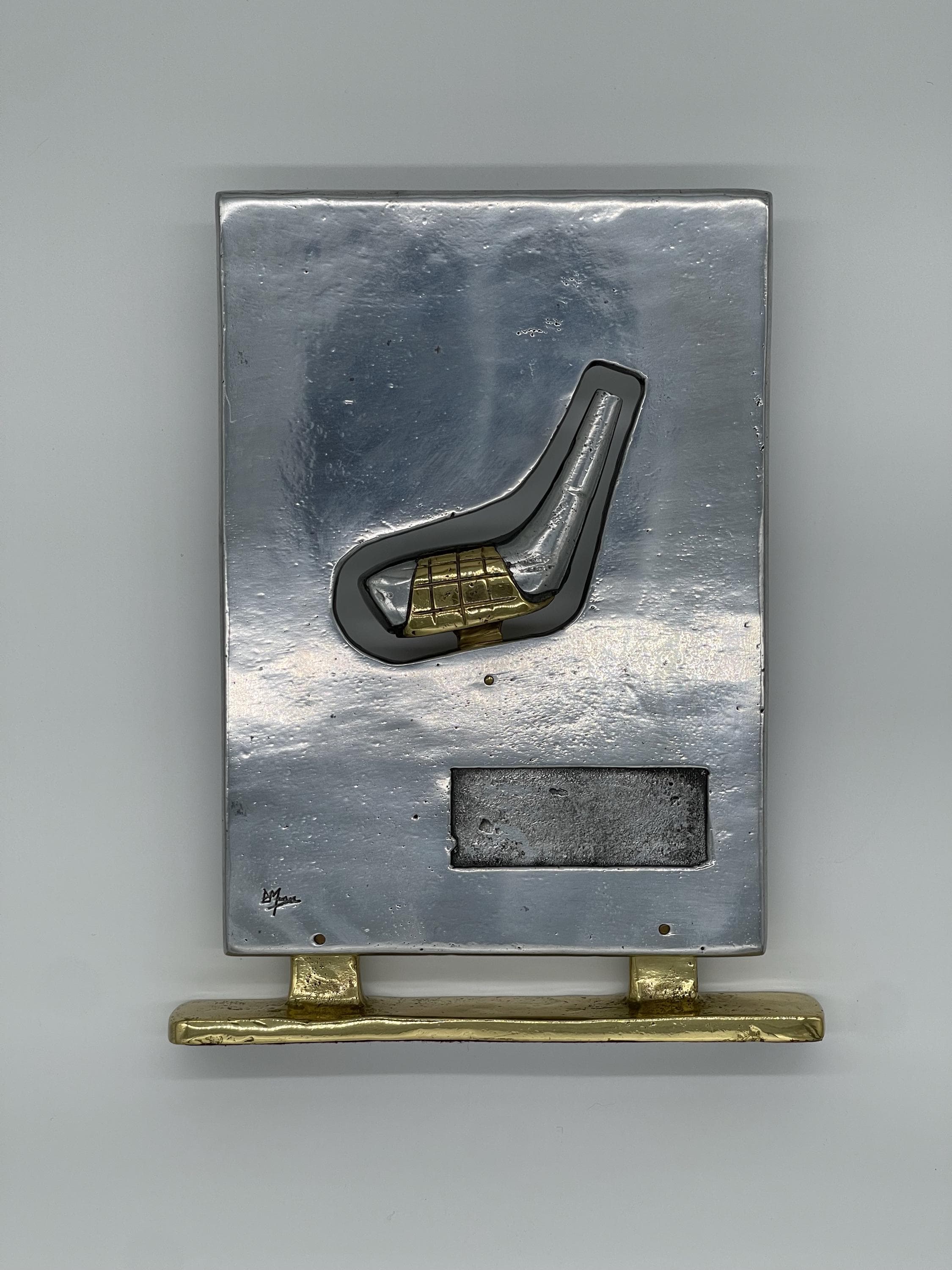 Signed David Marshall Brutalist XXL Golf Sculpture, Brass Aluminum, Spanish MCM Trophy - Thumbnail 8