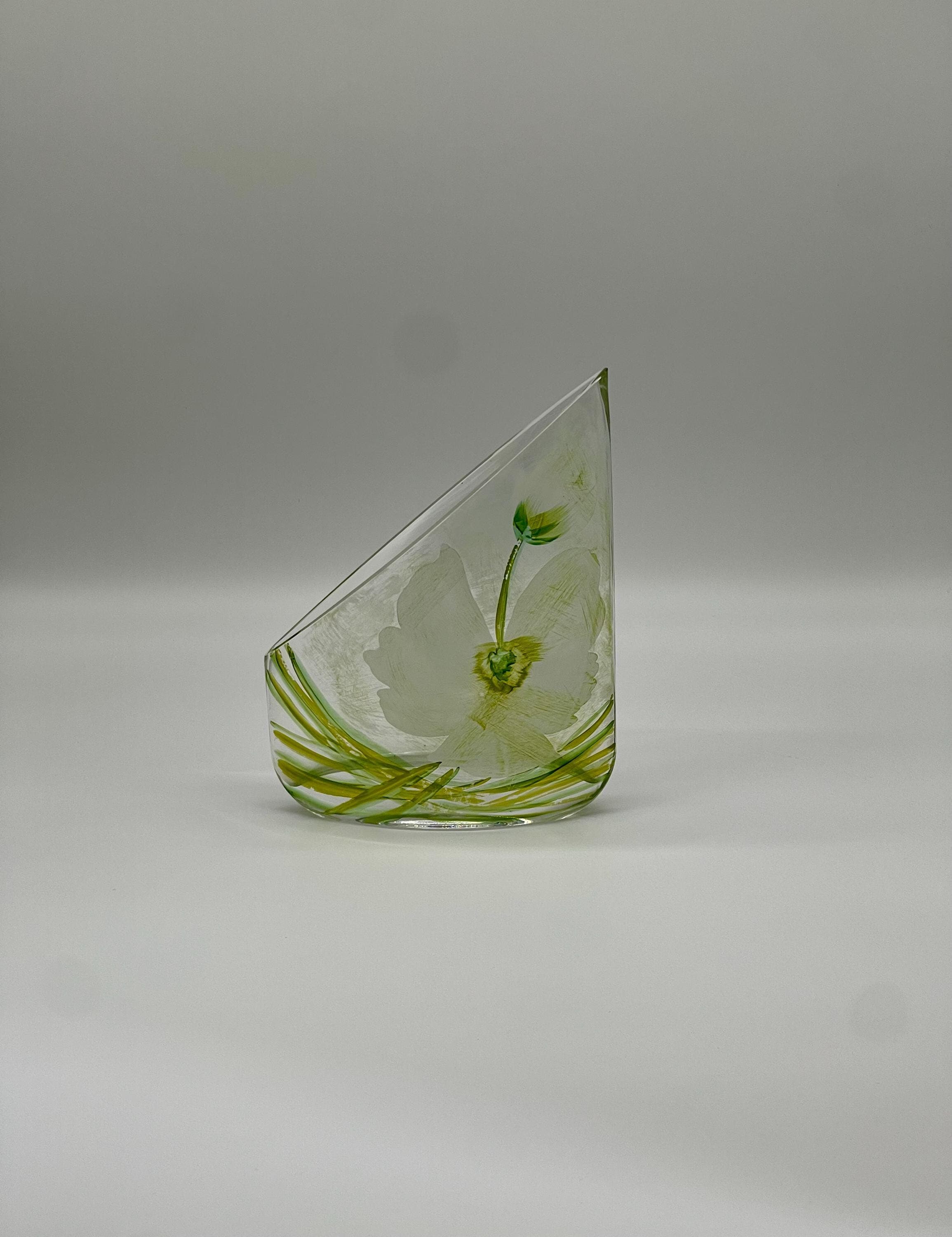 Erwin Eisch Signed Art Glass Vase, 1980s German Studio Glass Sail Shape - Thumbnail 13