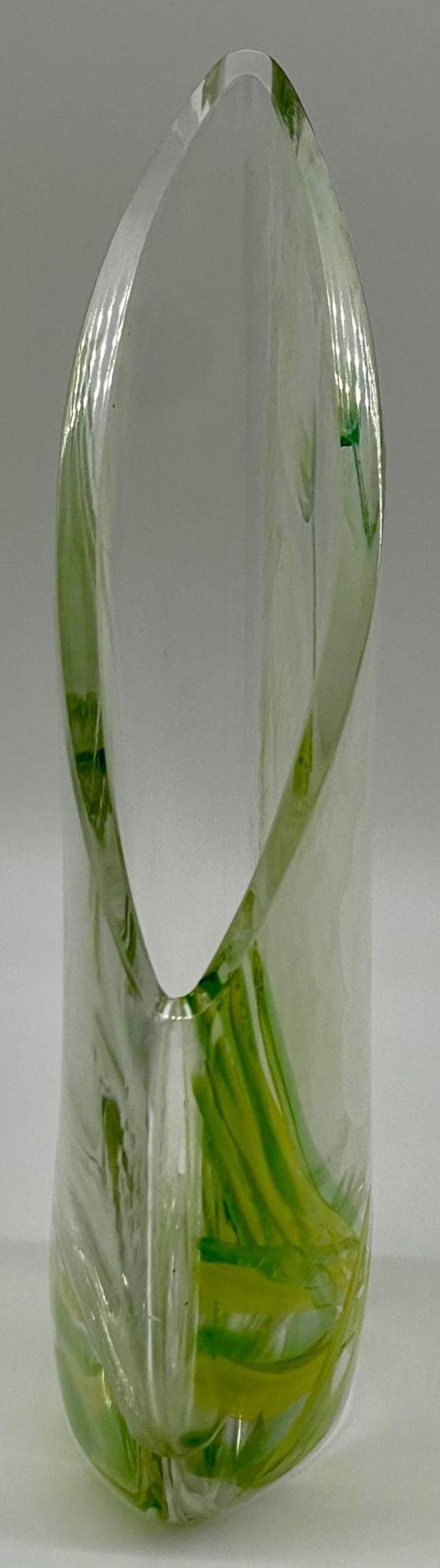 Erwin Eisch Signed Art Glass Vase, 1980s German Studio Glass Sail Shape - Thumbnail 5
