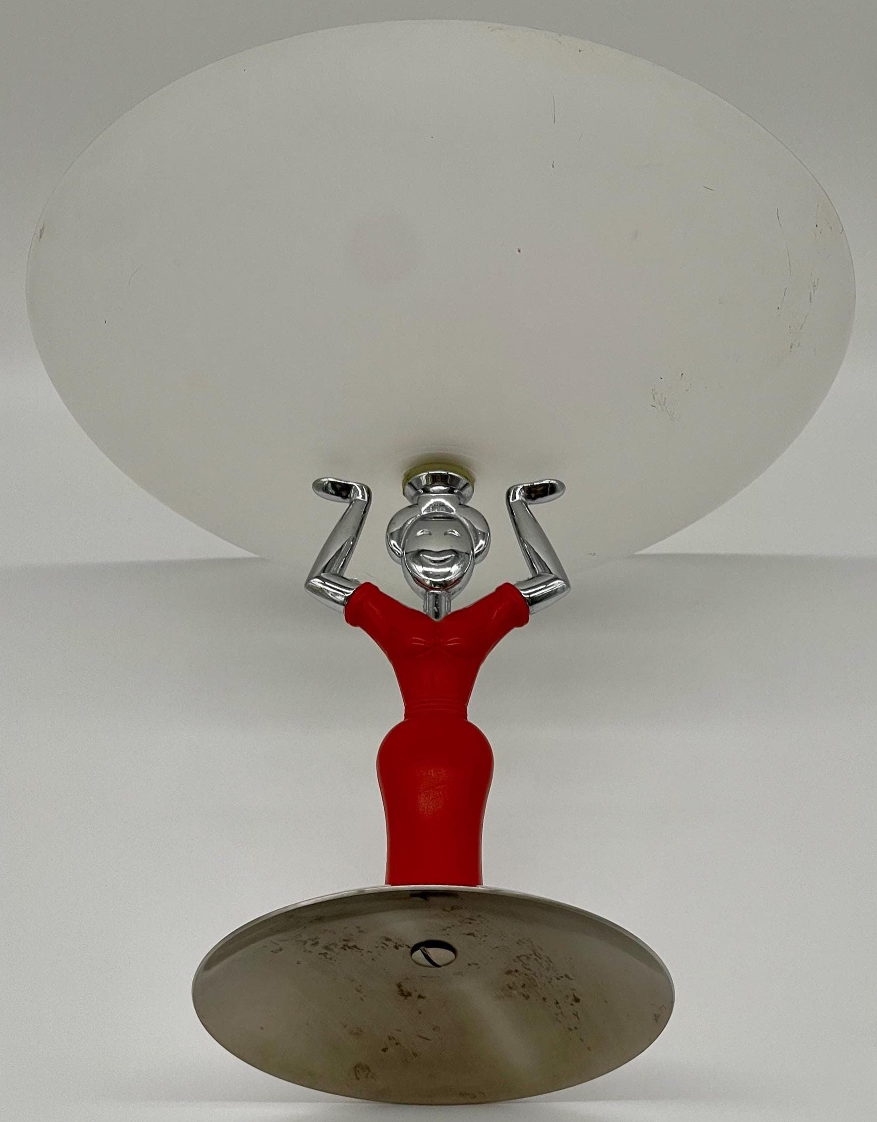 Vintage Casa Bugatti Figural Fruit Bowl, Italian Chrome Red Resin Lady Coupe - Thumbnail 7
