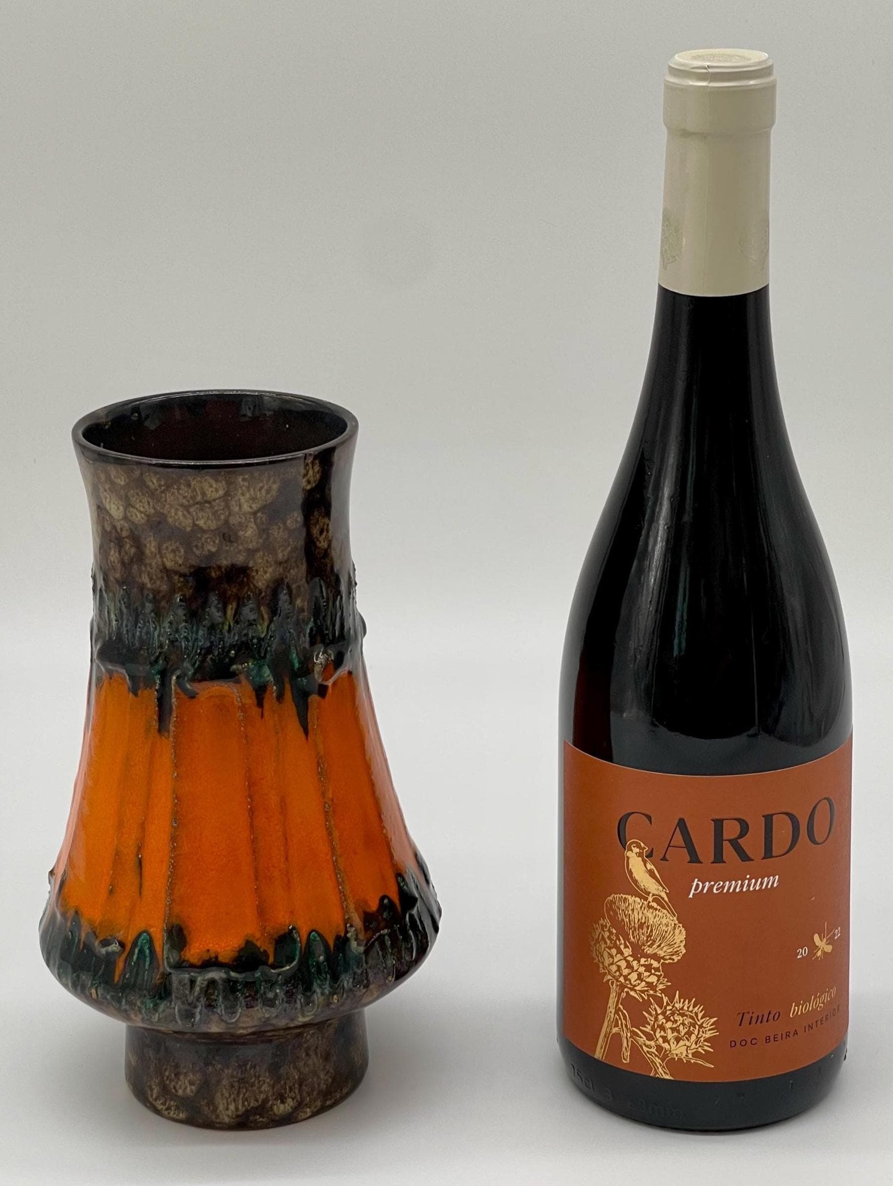 Vintage Strehla Keramik Vase, 1960s Fat Lava Orange Green Mid-Century Earthenware - Thumbnail 3