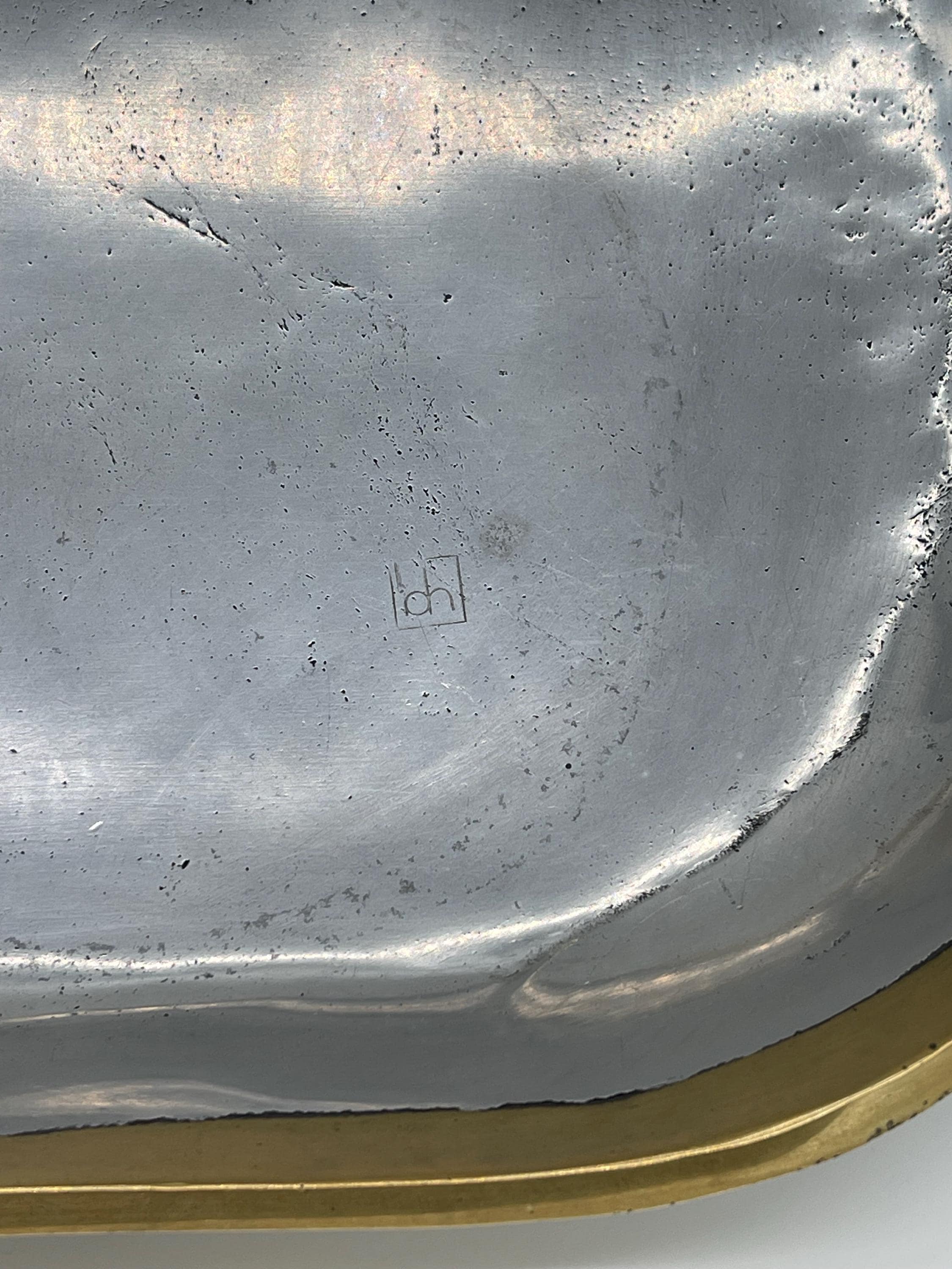 Signed David Marshall Brutalist Serving Tray, Solid Brass &Aluminum Sculpture - Thumbnail 3