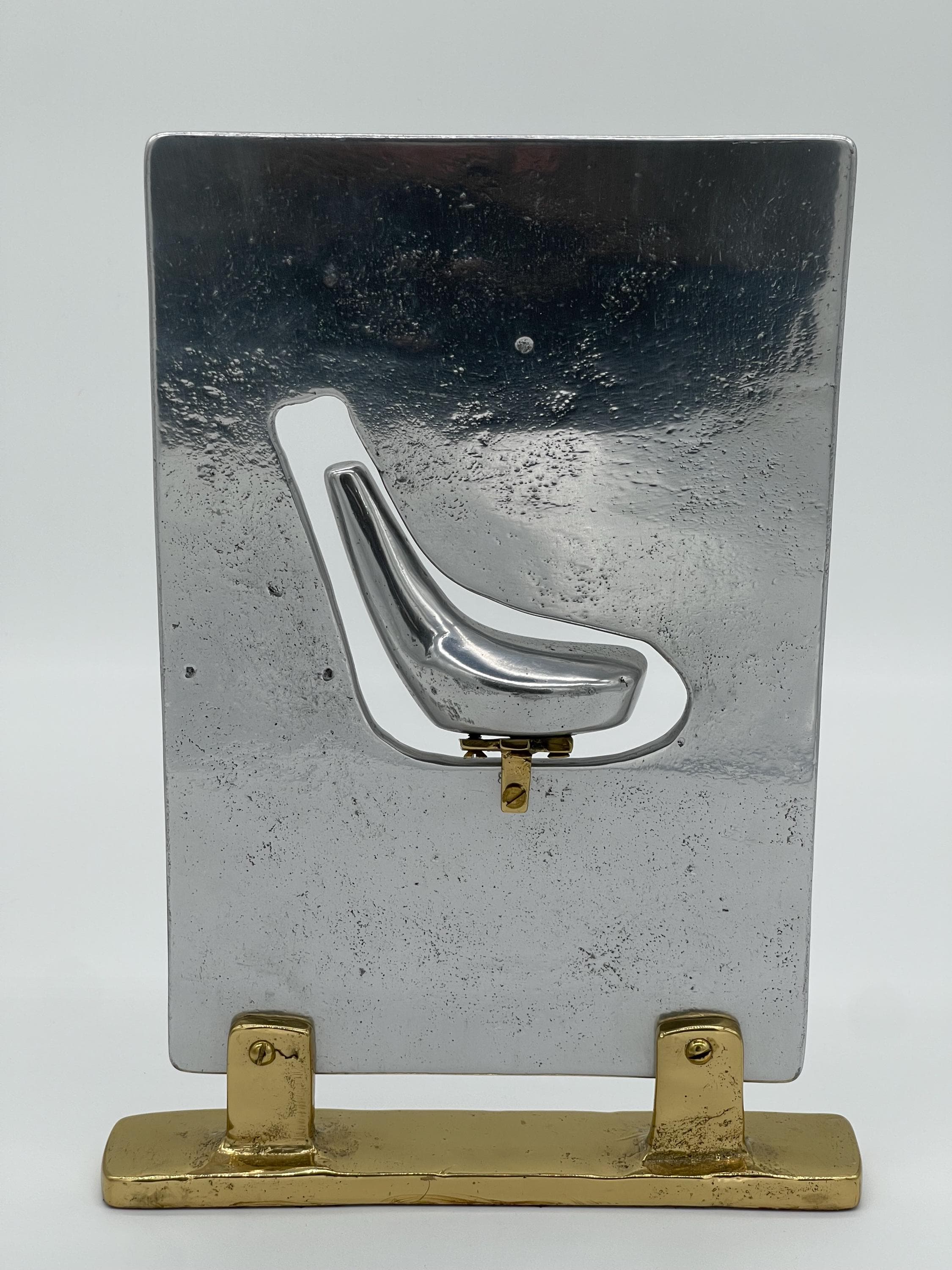 Signed David Marshall Brutalist XL Golf Sculpture, Brass Aluminum MCM Decor Trophy - Thumbnail 7