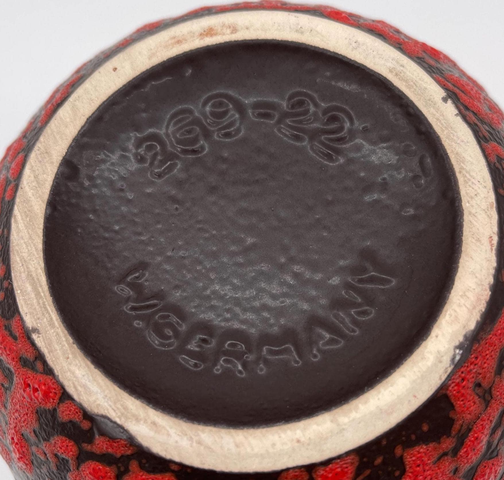 Vintage Scheurich Wien Vase, 1970s Fat Lava Red Black Ceramic - Thumbnail 2