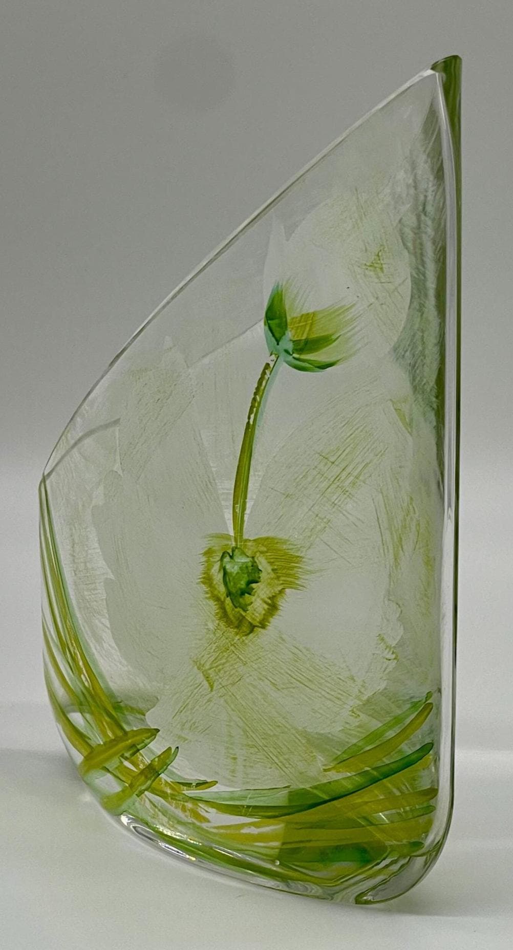 Erwin Eisch Signed Art Glass Vase, 1980s German Studio Glass Sail Shape - Thumbnail 8