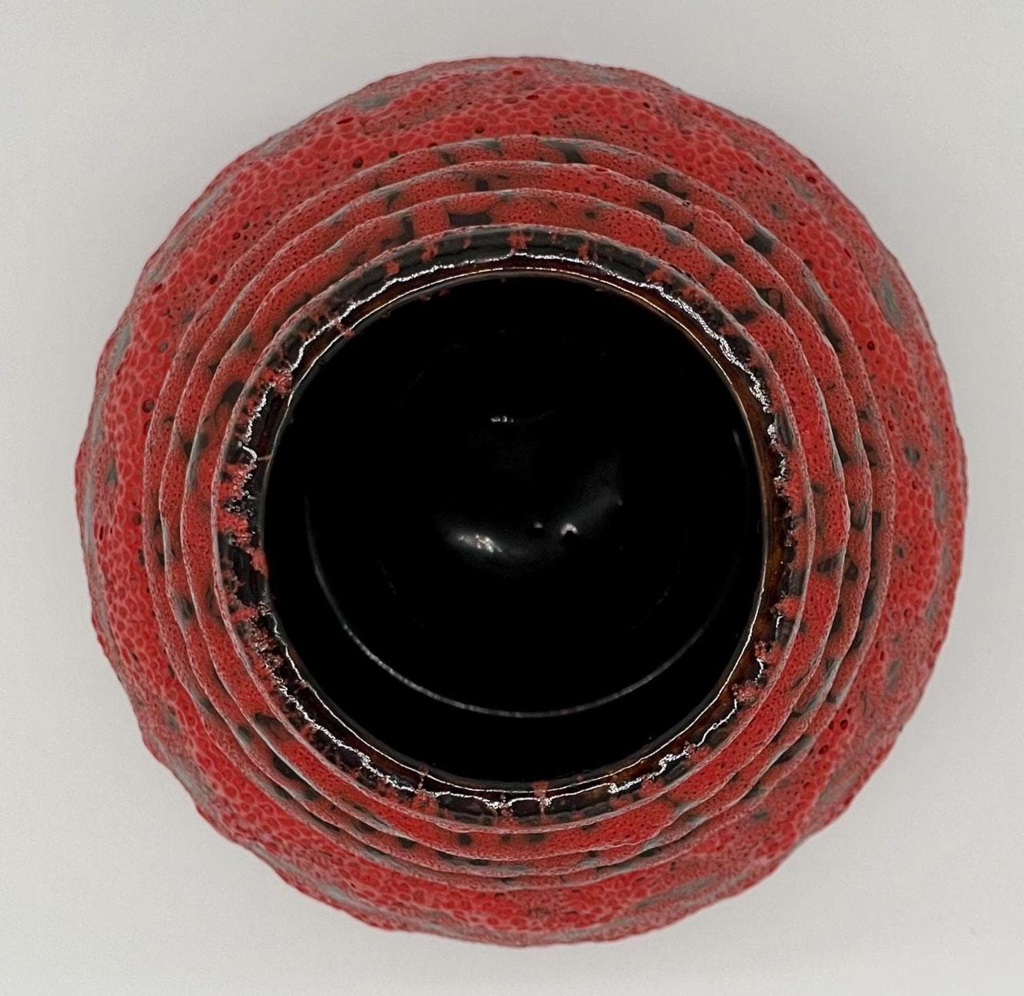 Vintage Scheurich Wien Vase, 1970s Fat Lava Red Black Ceramic - Thumbnail 11
