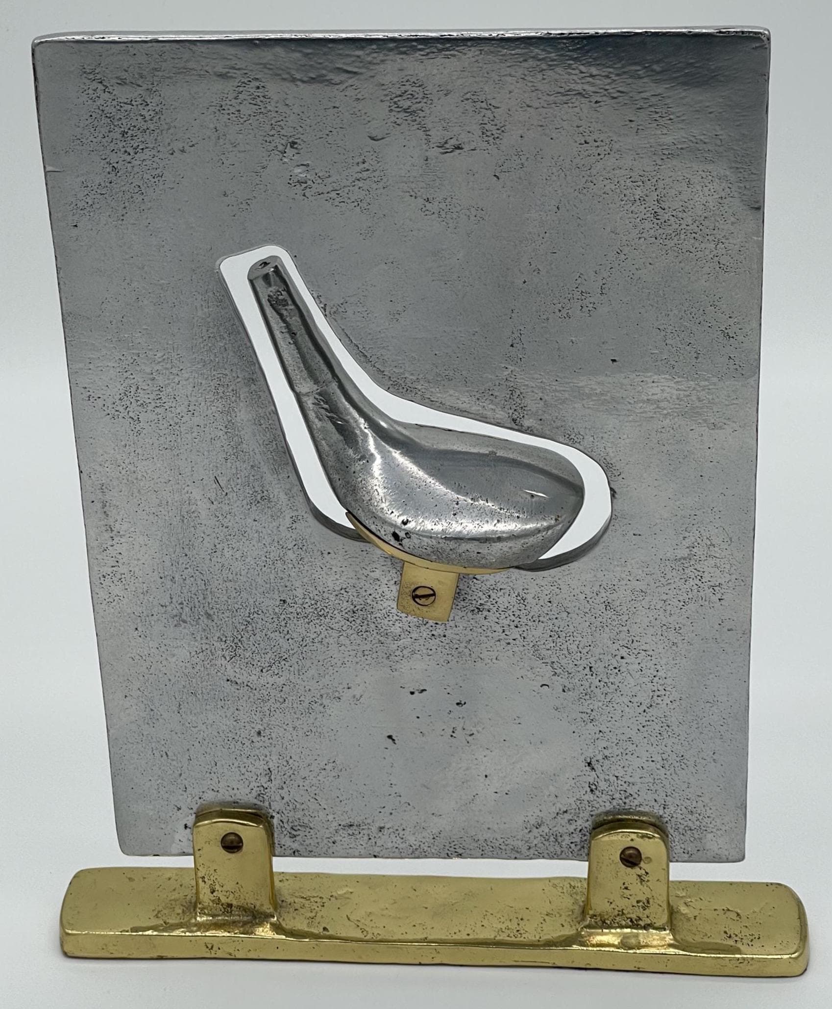 David Marshall Brutalist Golf Sculptures, Brass Aluminum Trophies, MCM Office Decor - Thumbnail 15