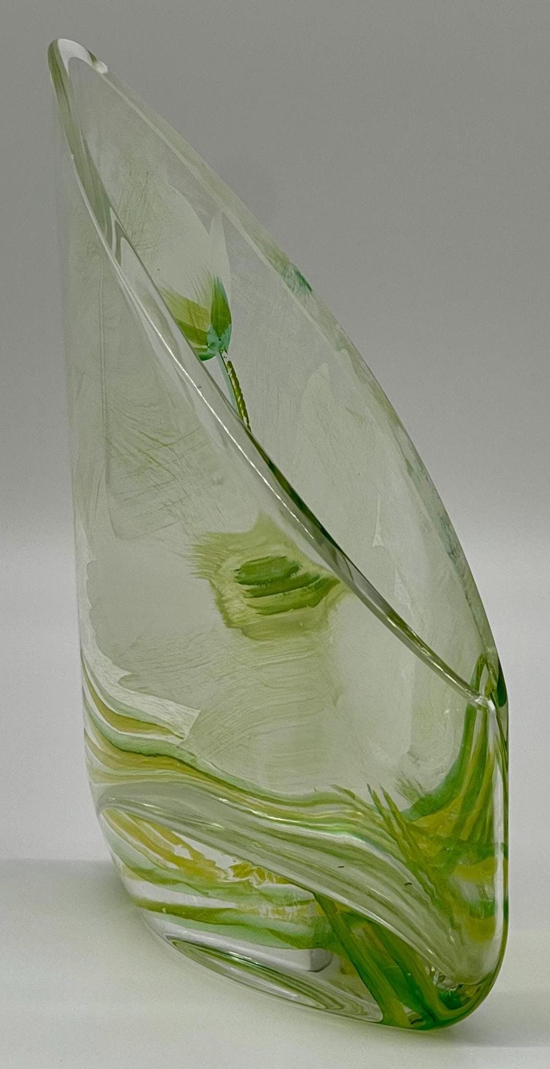 Erwin Eisch Signed Art Glass Vase, 1980s German Studio Glass Sail Shape - Thumbnail 4