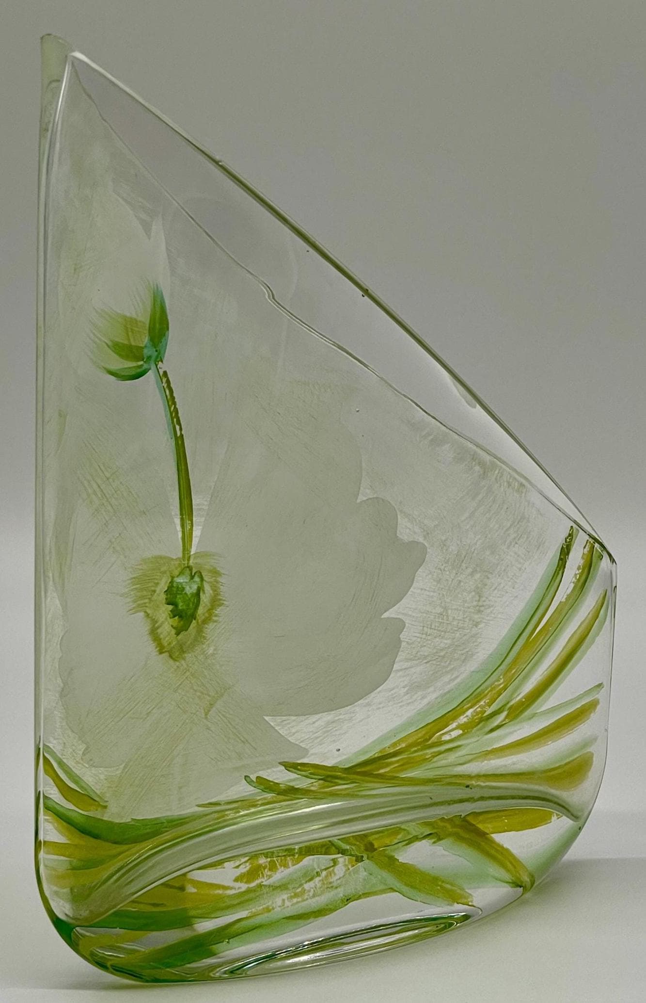 Erwin Eisch Signed Art Glass Vase, 1980s German Studio Glass Sail Shape - Thumbnail 9