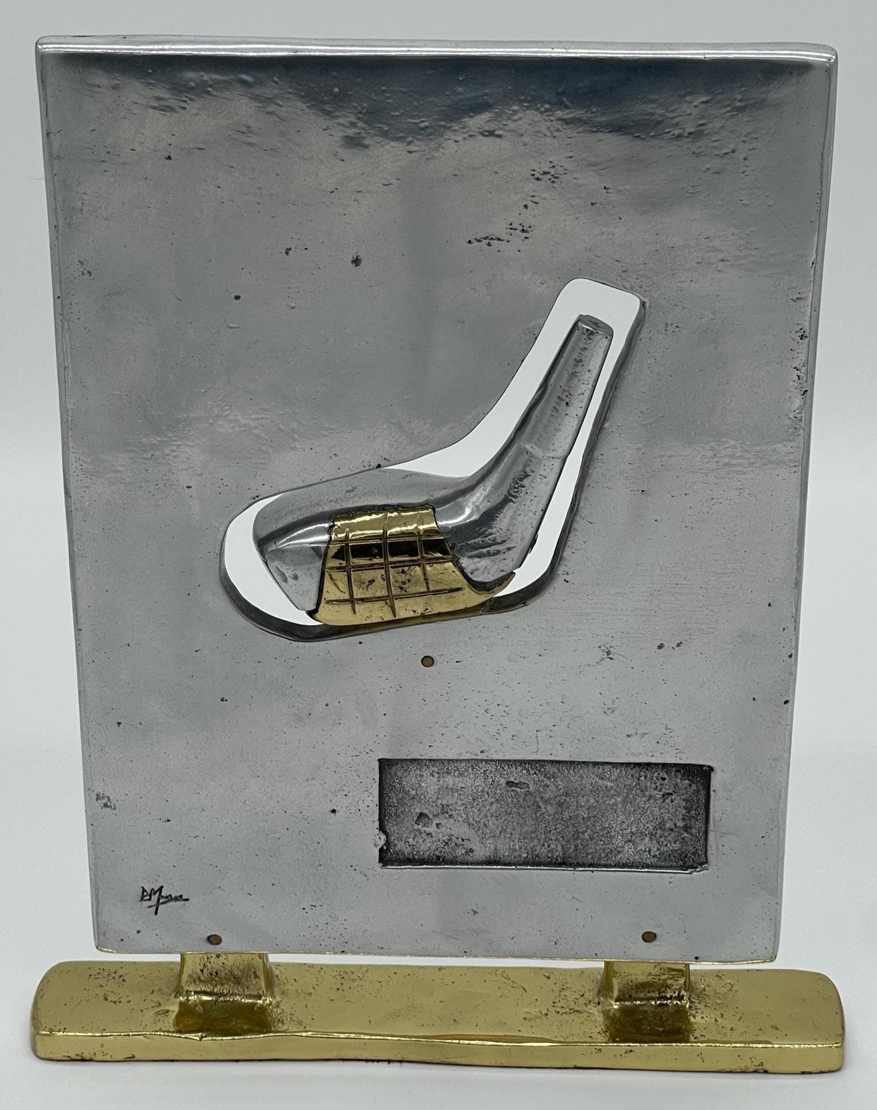 David Marshall Brutalist Golf Sculptures, Brass Aluminum Trophies, MCM Office Decor - Thumbnail 13