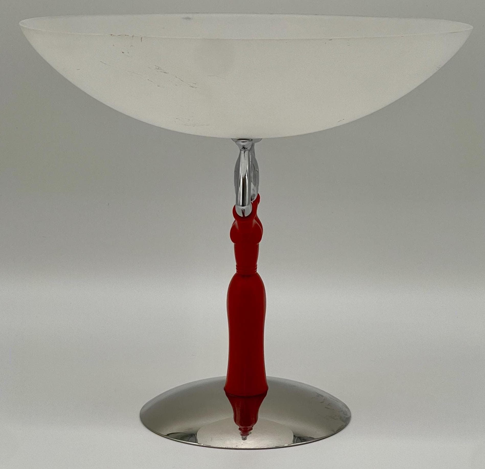 Vintage Casa Bugatti Figural Fruit Bowl, Italian Chrome Red Resin Lady Coupe - Thumbnail 6