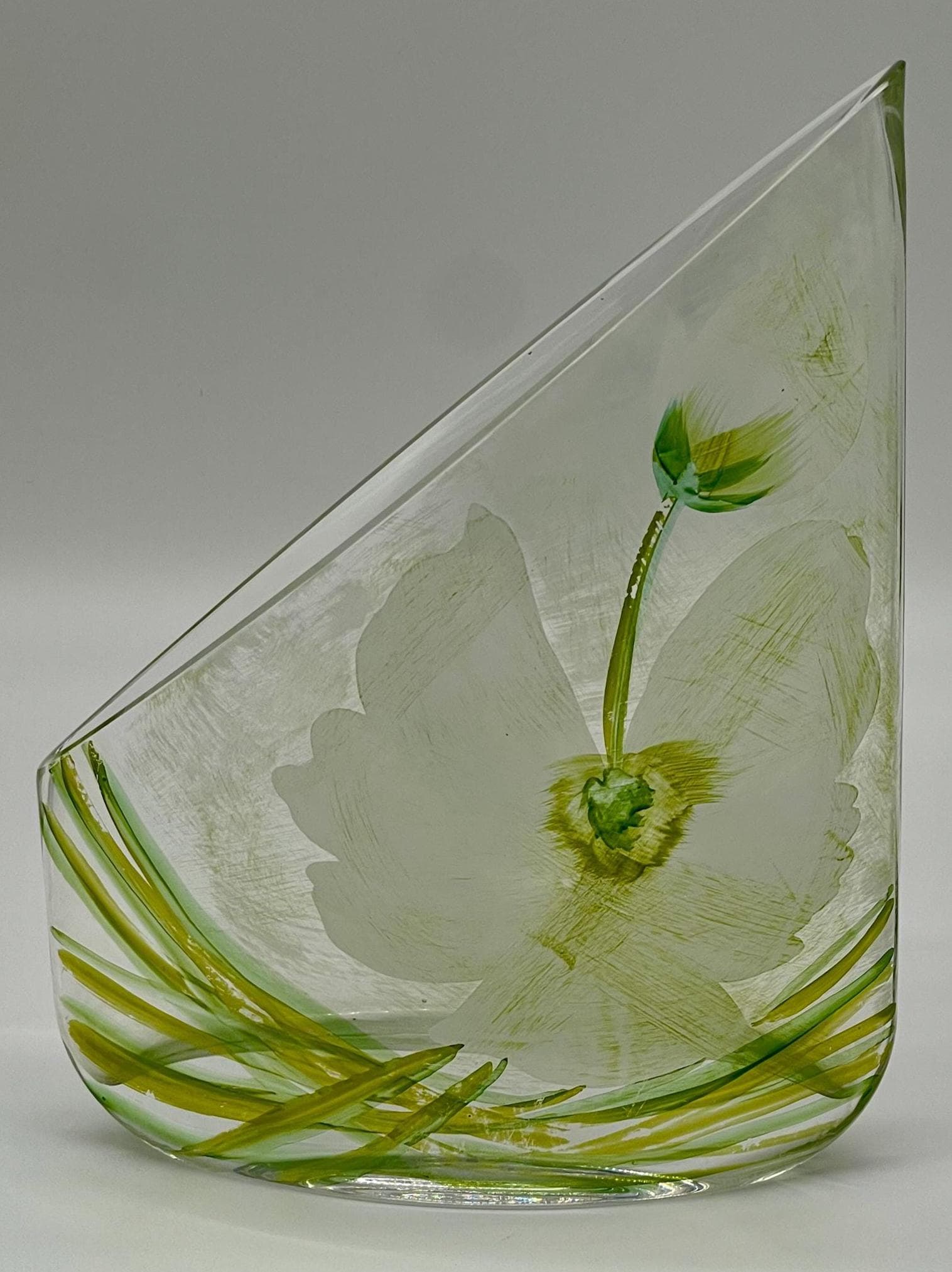 Erwin Eisch Signed Art Glass Vase, 1980s German Studio Glass Sail Shape - Thumbnail 6
