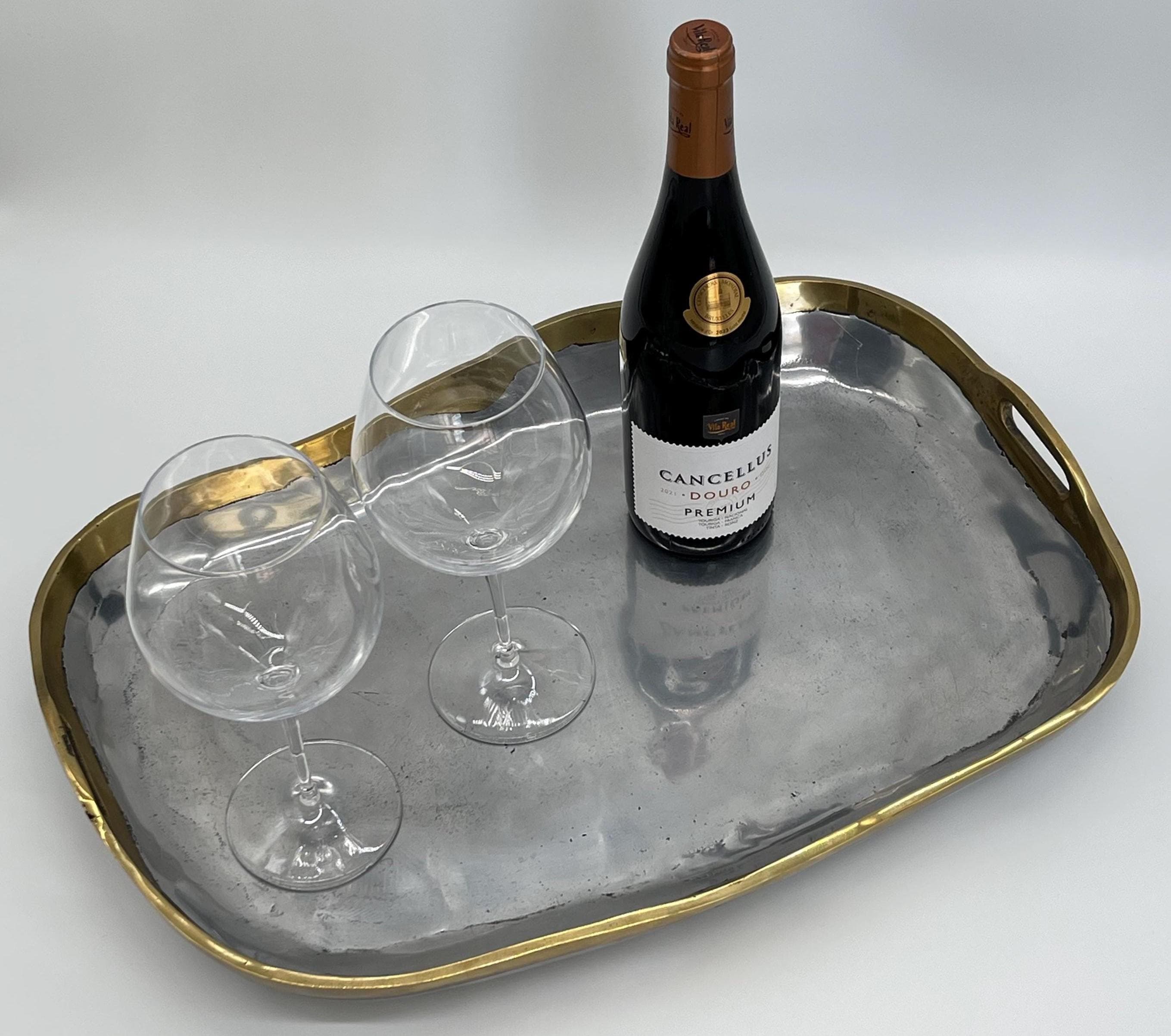 Signed David Marshall Brutalist Serving Tray, Solid Brass &Aluminum Sculpture - Thumbnail 7