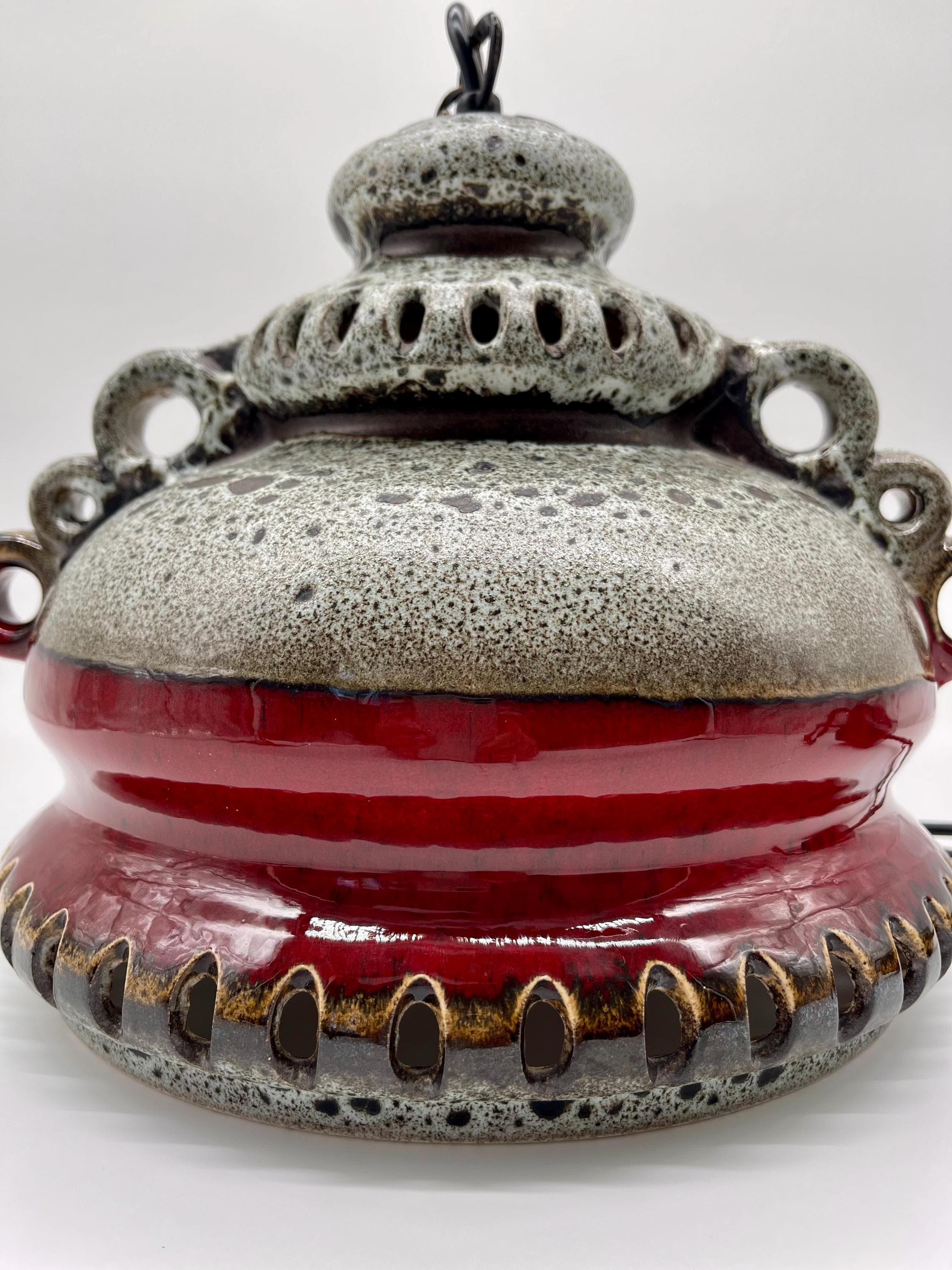 Vintage Fat Lava Ceramic Pendant Light, 1970s West German Pottery UFO Lamp - Thumbnail 11