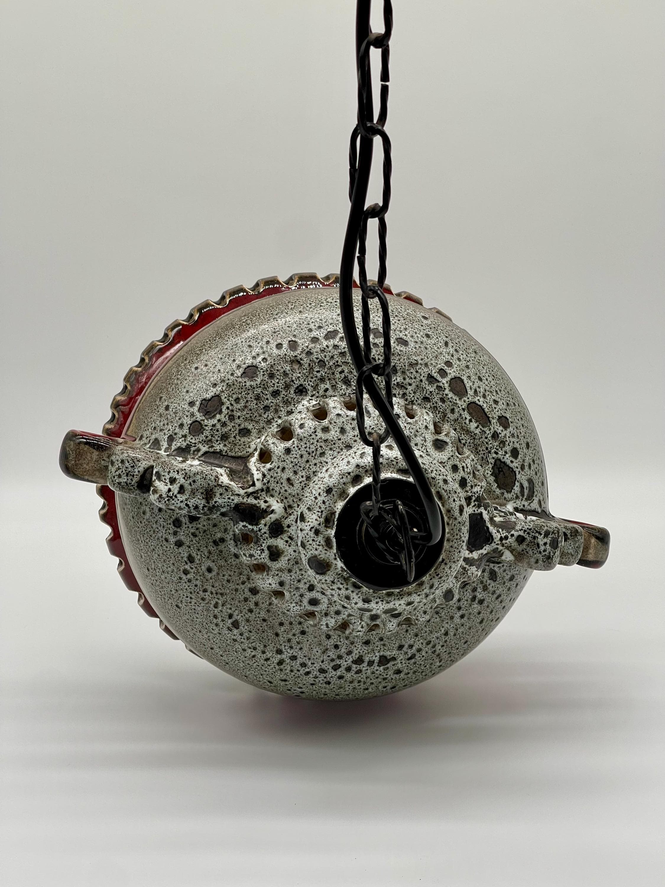 Vintage Fat Lava Ceramic Pendant Light, 1970s West German Pottery UFO Lamp - Thumbnail 15
