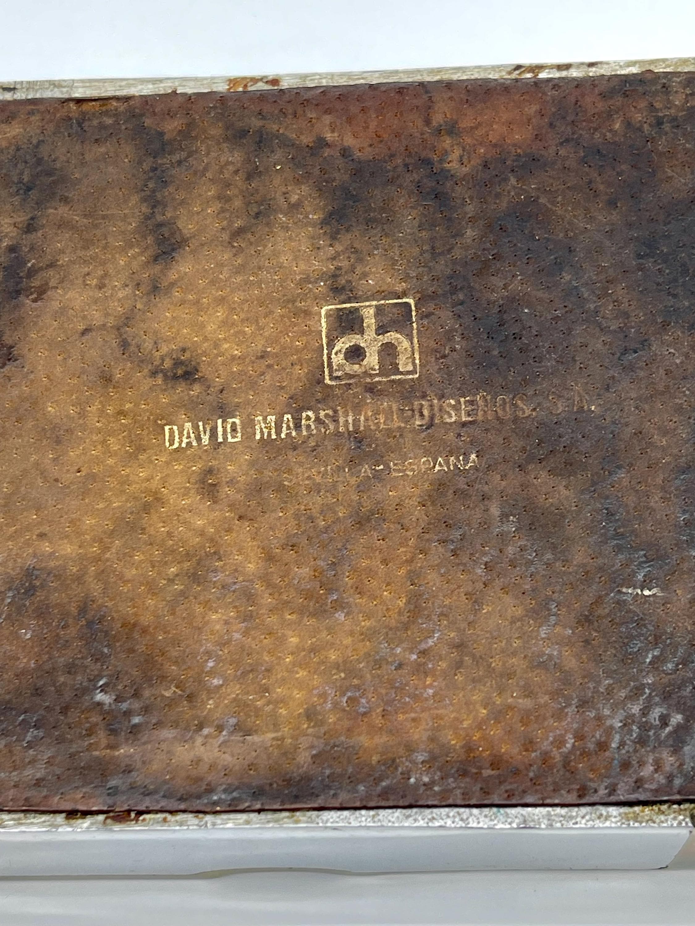 David Marshall Signed Solid Aluminum & Brass XL Ashtray, 1980s Spanish Brutalist Executive Decor - Thumbnail 11