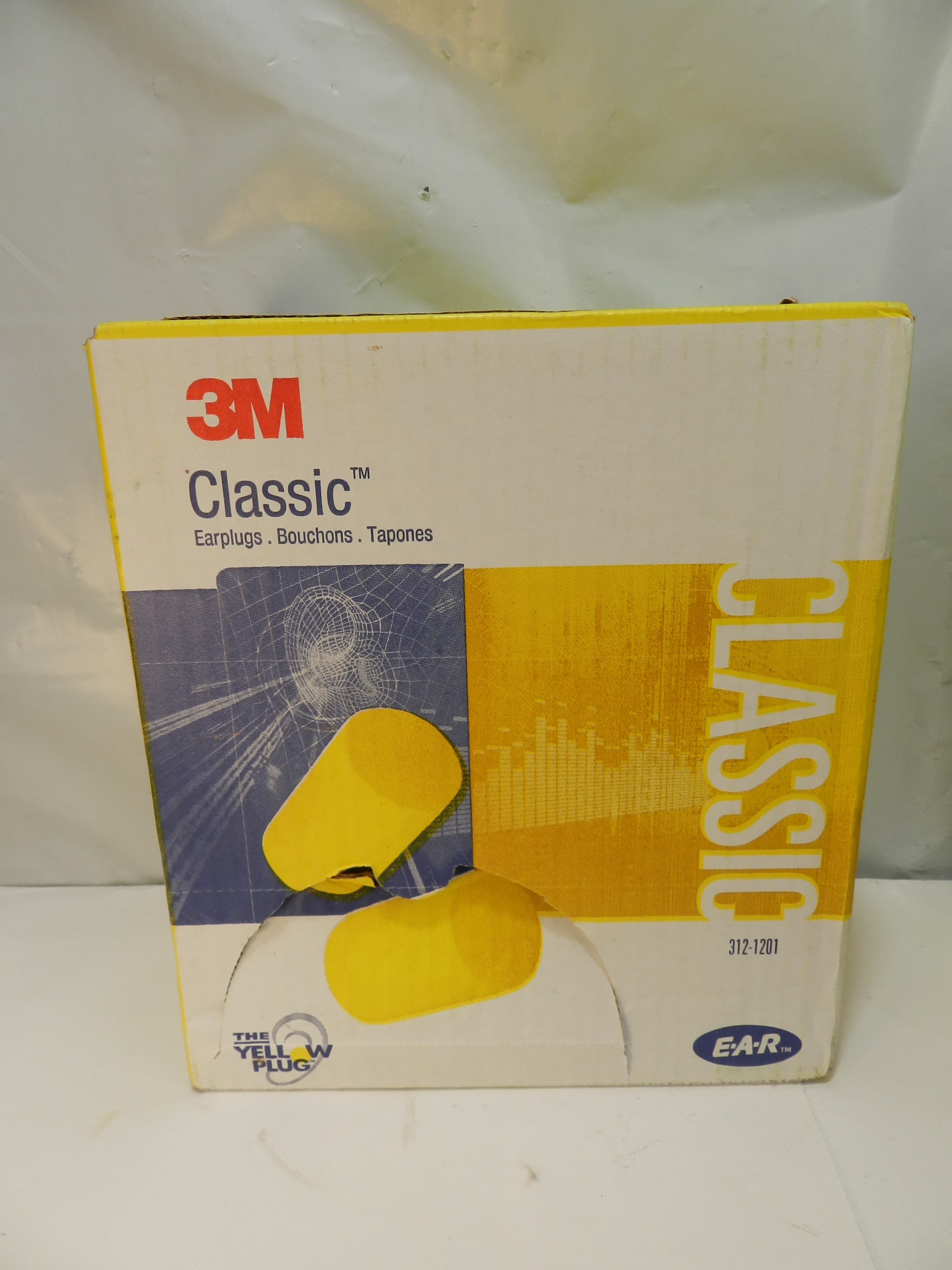 3M 312-1201 E-A-R Classic Disposable Yellow Foam Ear Plugs 200 Pairs (P71K) - Thumbnail 3