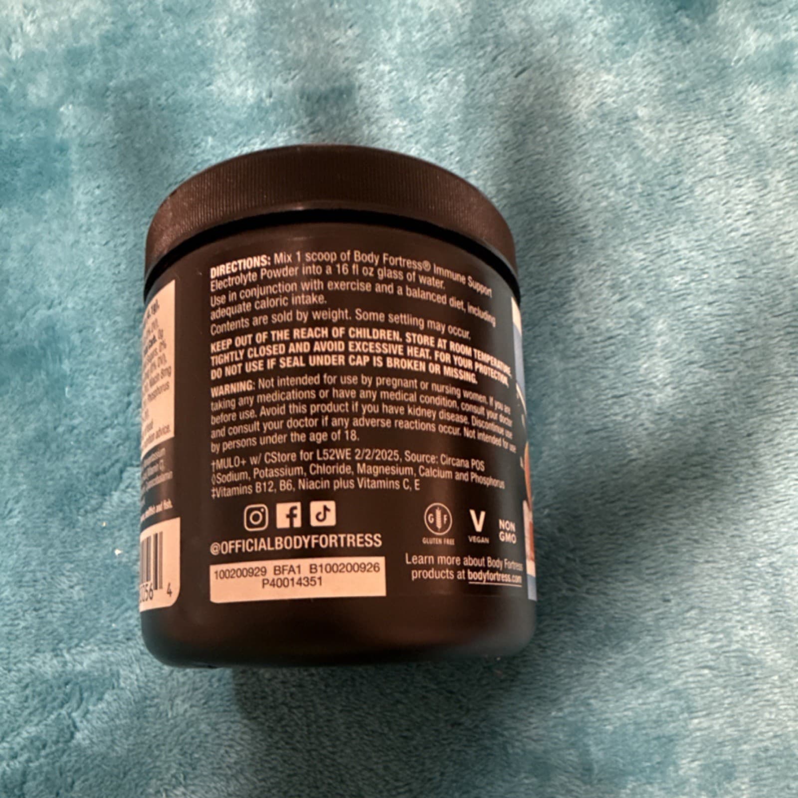Body Fortress Electrolyte Powder Immune Support Orange Gluten-Free Vegan 4.34 oz - Thumbnail 3