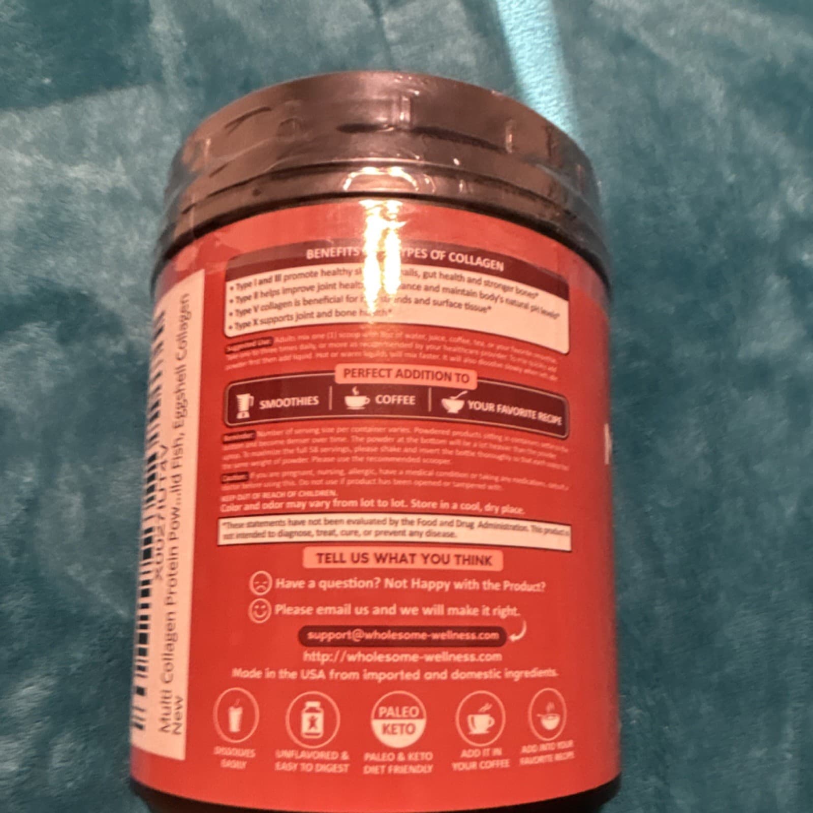 Wholesome Wellness Multi Collagen Protein Powder Unflavored 16oz - Thumbnail 3