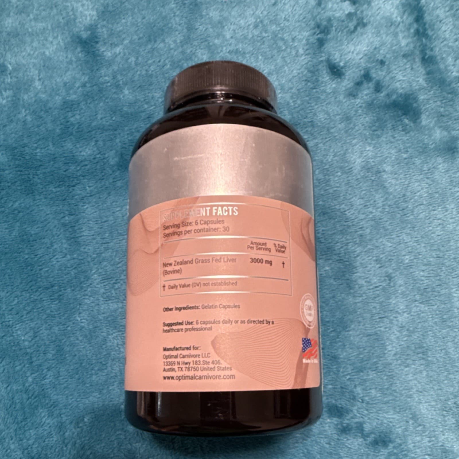 Optimal Carnivore Grass Fed Beef Liver 500mg 180 Capsules Non-GMO Additive-Free - Thumbnail 2