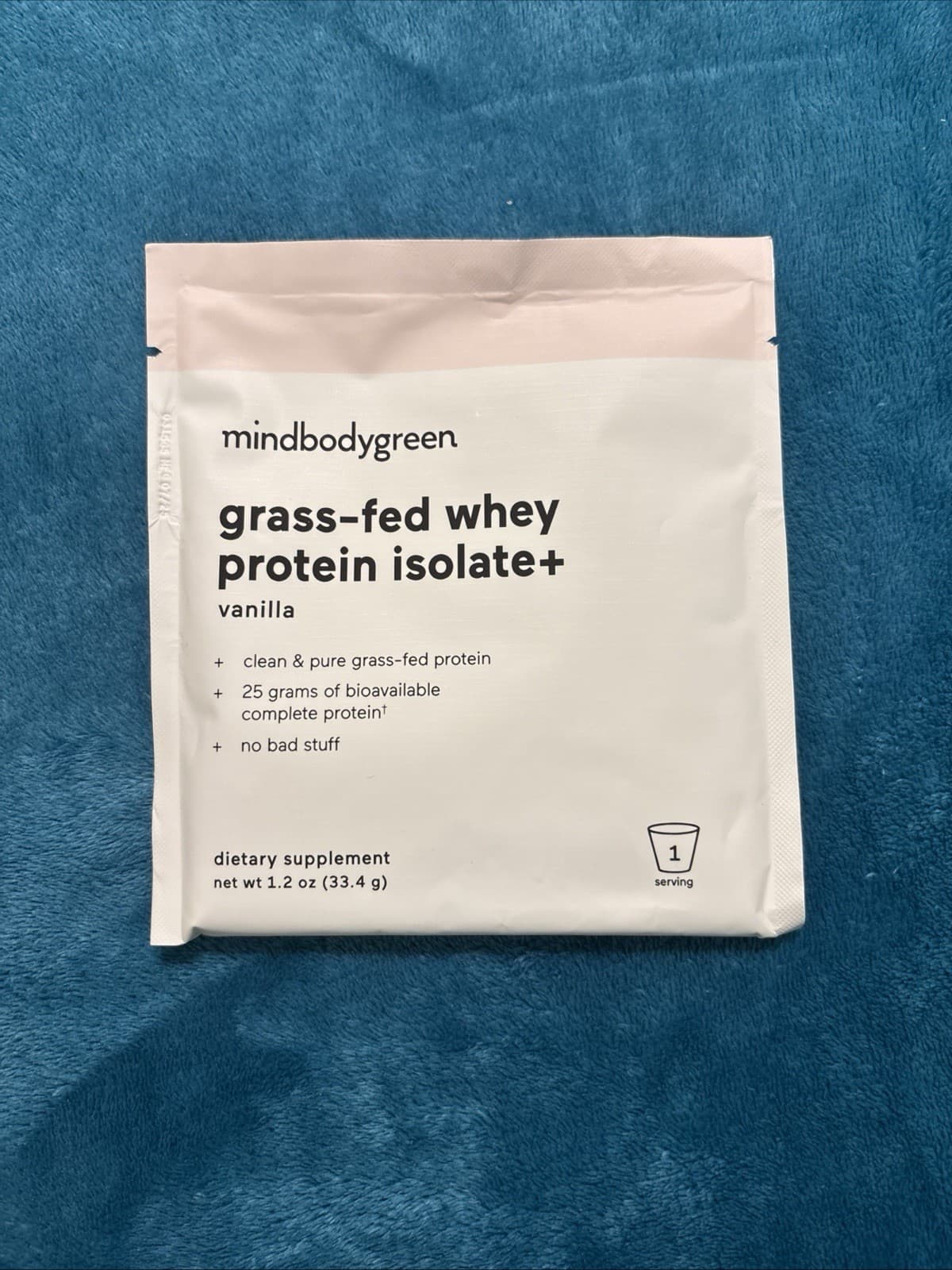 MindBodyGreen Grass-Fed Whey Protein Isolate+ VANILLA Powder 1.2 Oz Per Bag