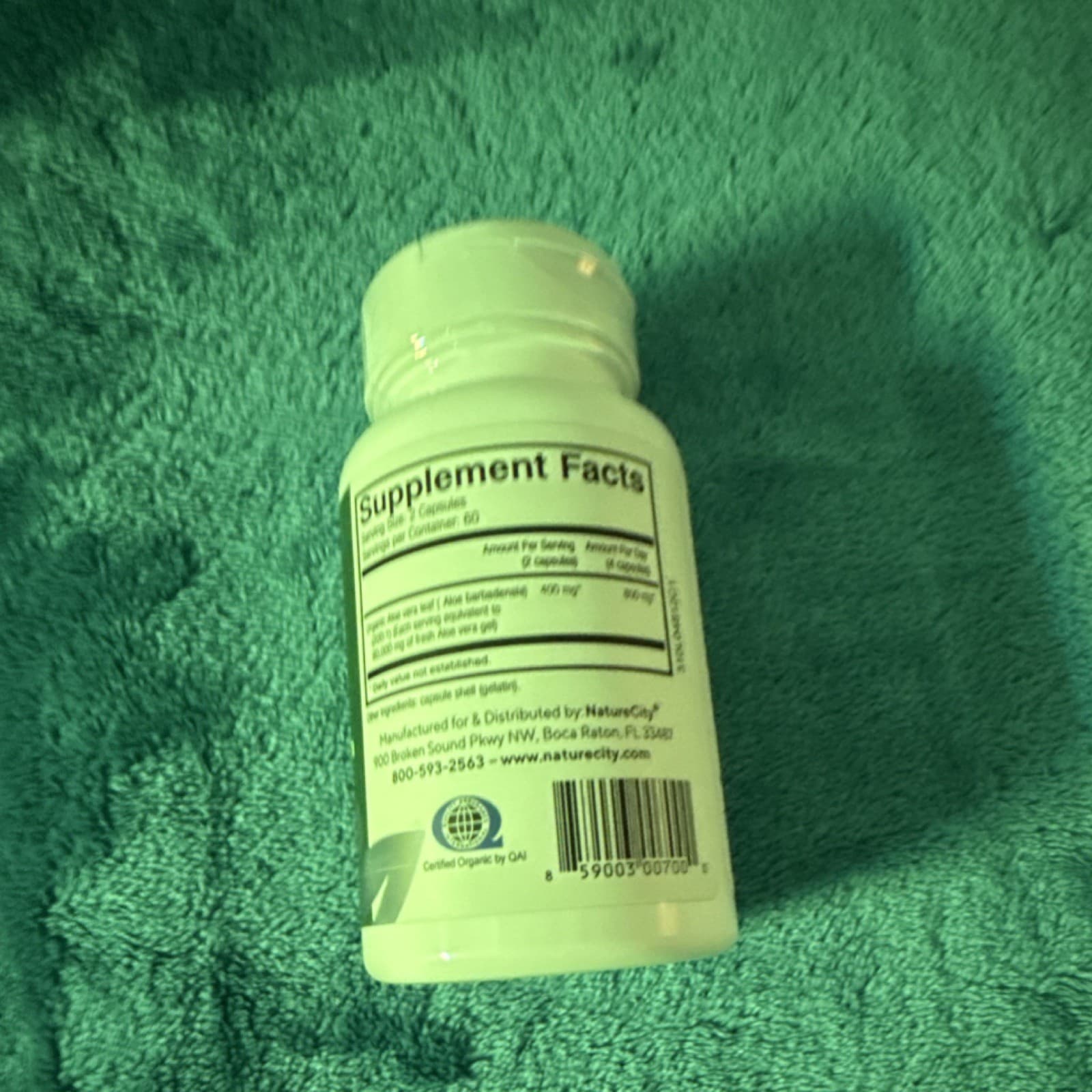 True Aloe Organic Aloe Vera 450mg 120 Capsules Non-GMO BPA Free Latex Free - Thumbnail 2
