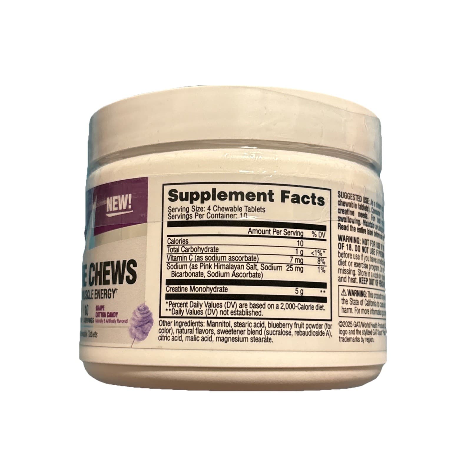 Gat Sport Creatine Chews, 10 Servings, Grape Cotton Candy Flavor - Thumbnail 2