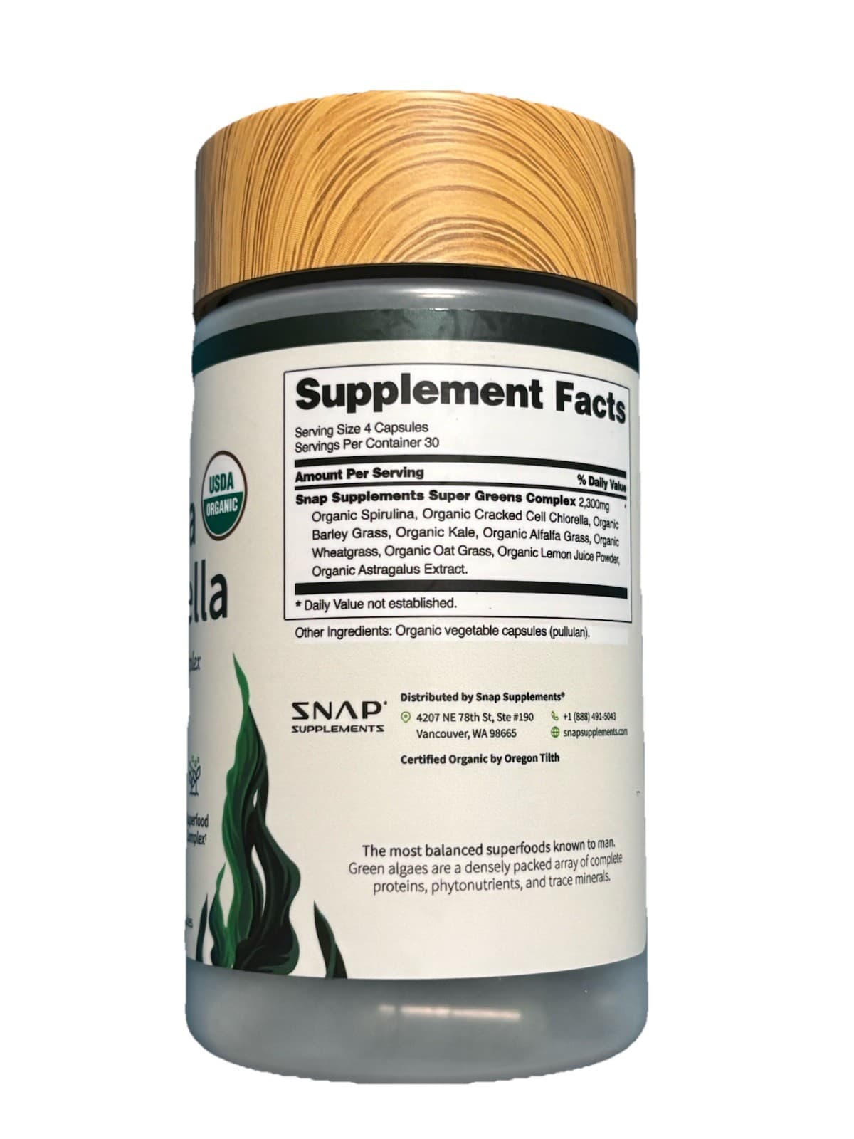 SNAP Supplements Organic Spirulina & Chlorella 120 Capsules Alkalizing Greens Su - Thumbnail 2