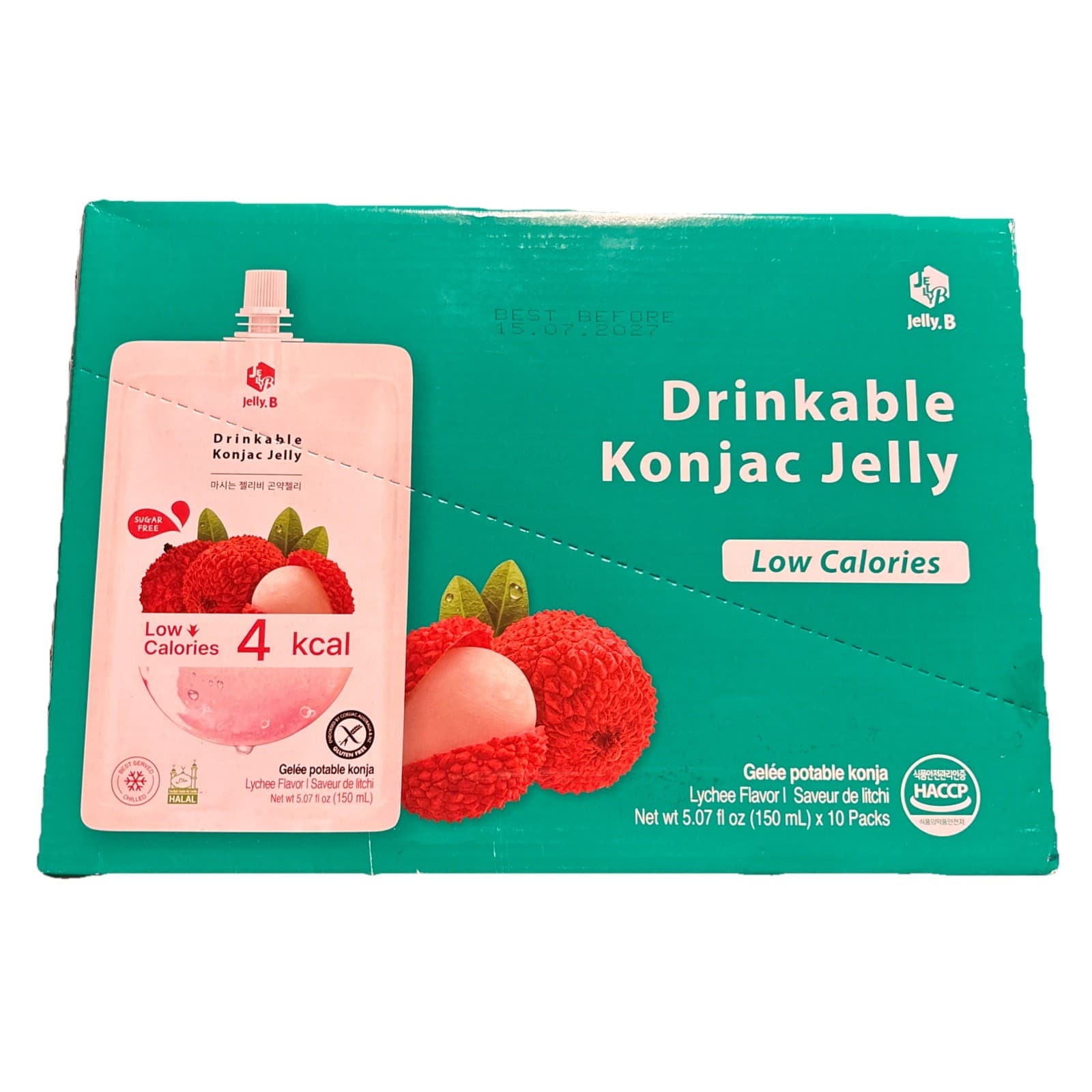 Jelly.B Drinkable Konjac Jelly Lychee 150ml x10 Sugar-Free 4kcal