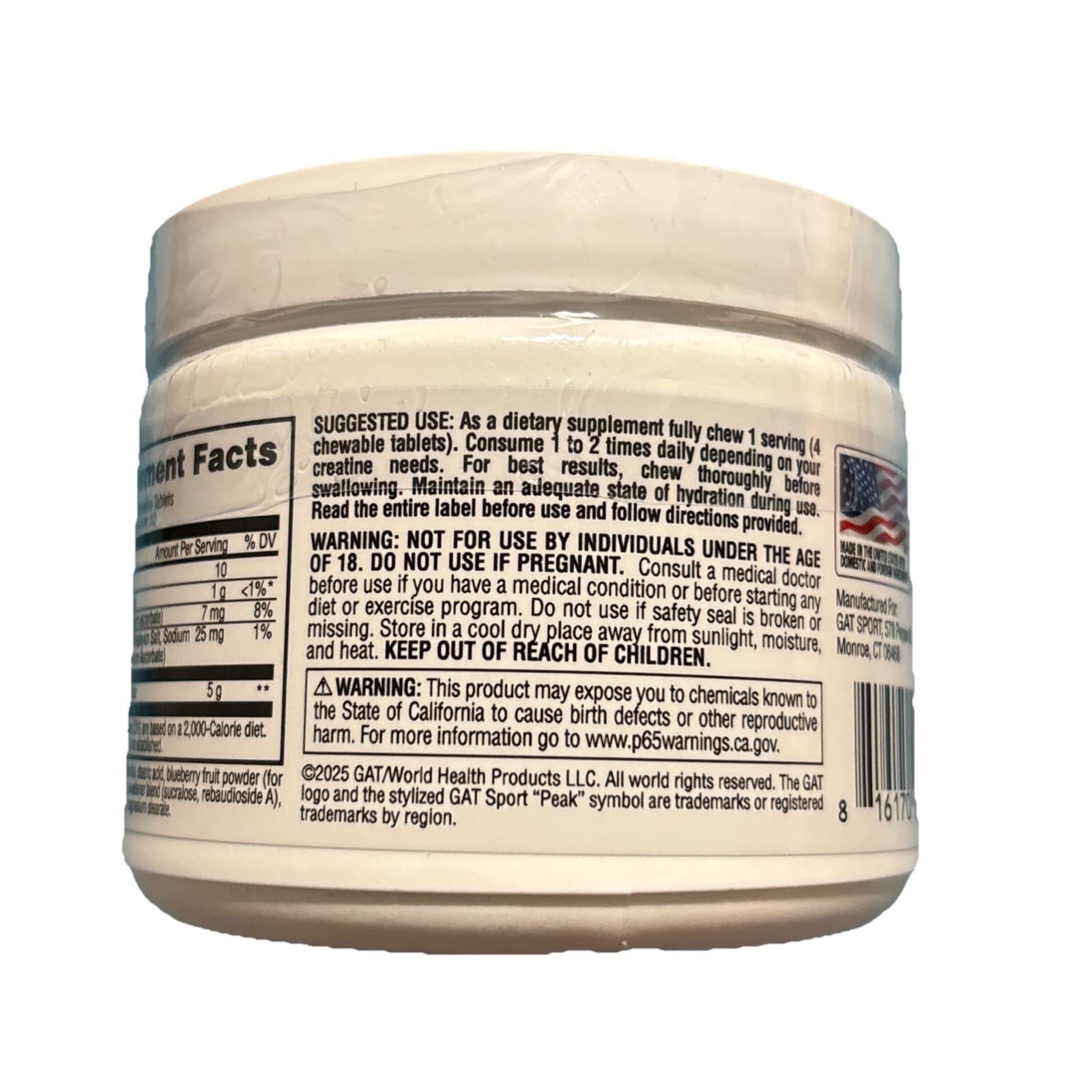 Gat Sport Creatine Chews, 10 Servings, Grape Cotton Candy Flavor - Thumbnail 3