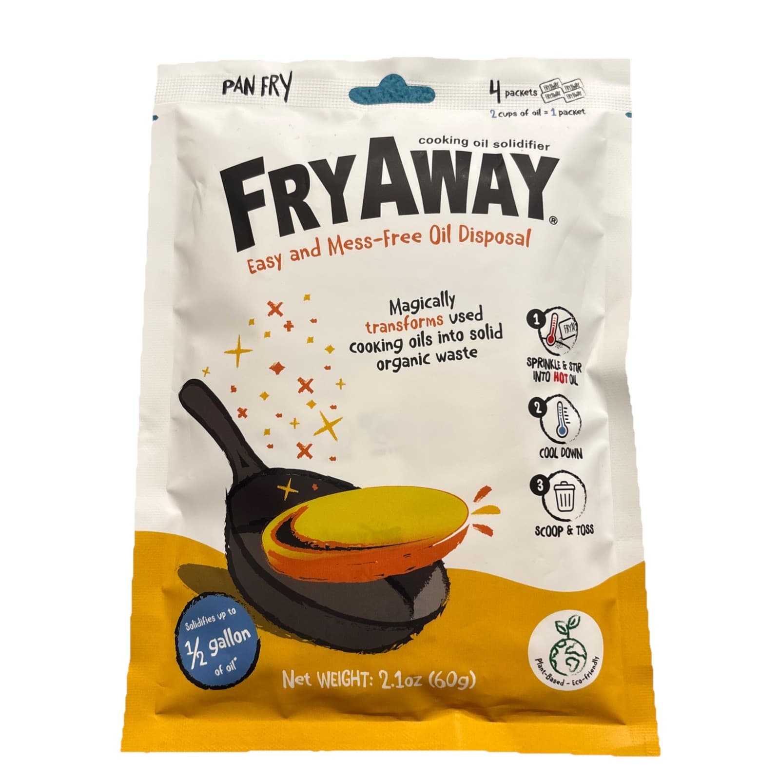 Cooking Oil Solidifier, Pan Fry, 4 Packets, 2.1 oz (60 g)