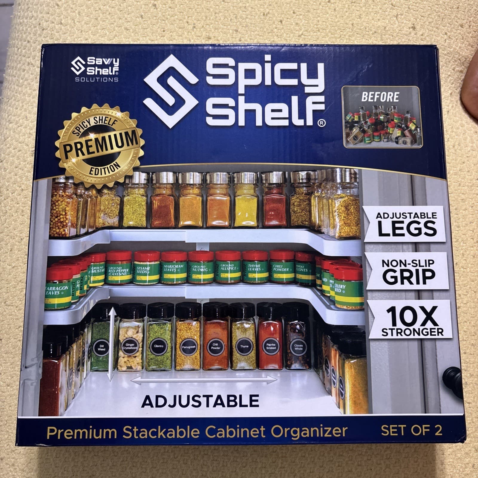 3.0 - Expandable 2 Tiered Spice Rack Organizer for Cabinet & Pantry - Kitchen...