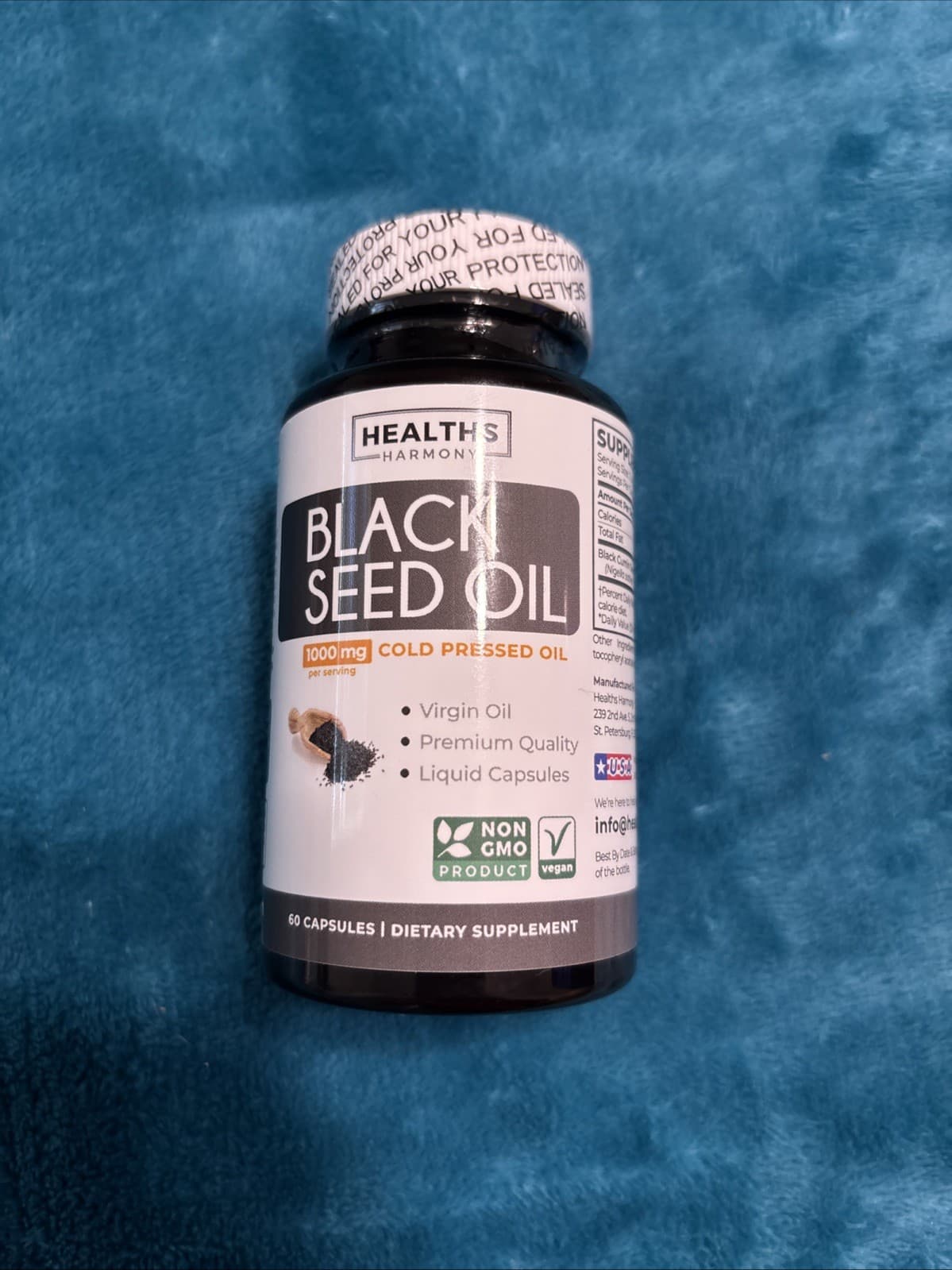 Black Seed Oil Skin Health Non-GMO Vegan Cold-Pressed 60 Softgel Capsules 05/27