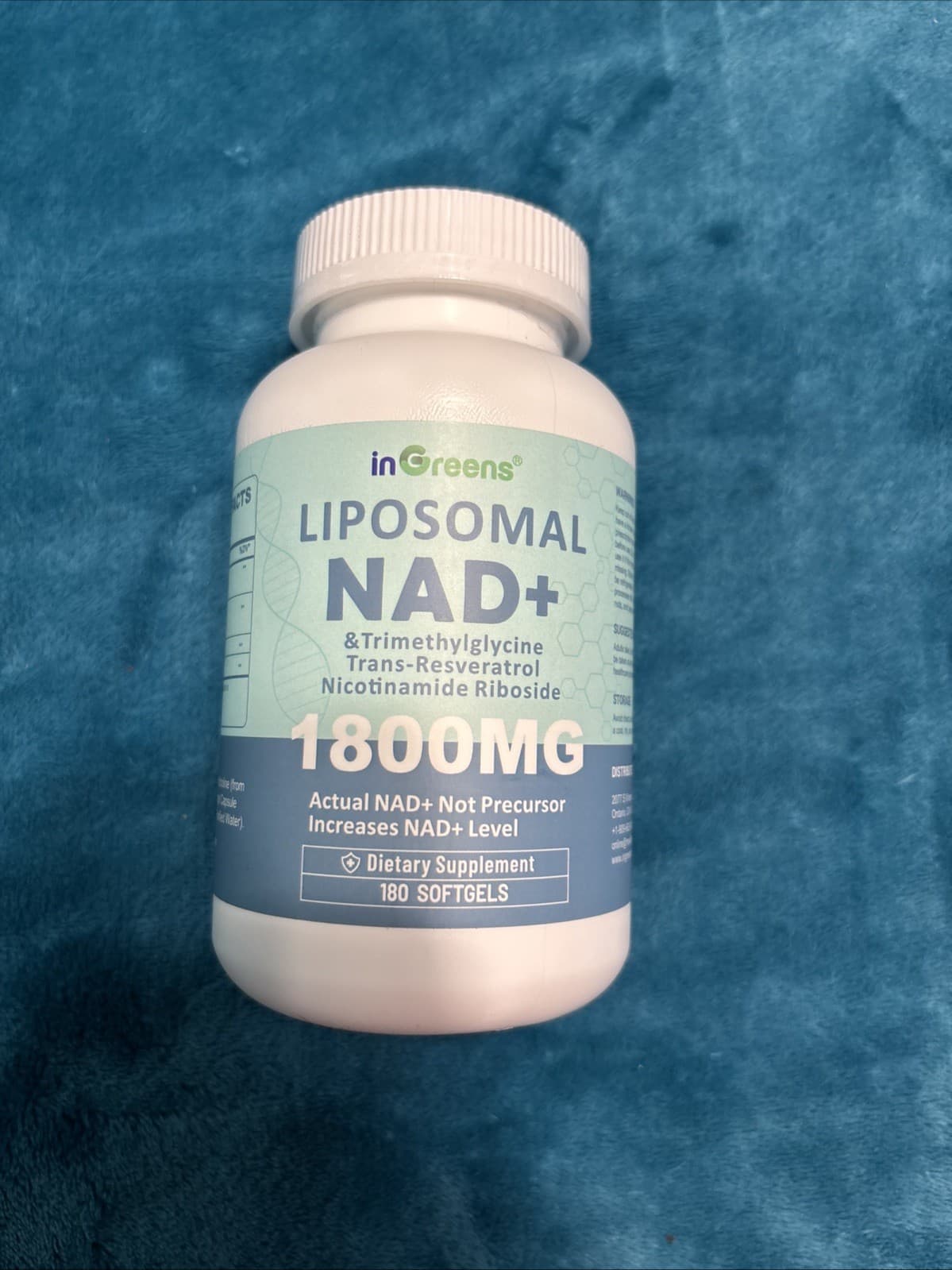 inGreens Liposomal NAD+ 1800MG 180 Softgels Nicotinamide Riboside Dietary