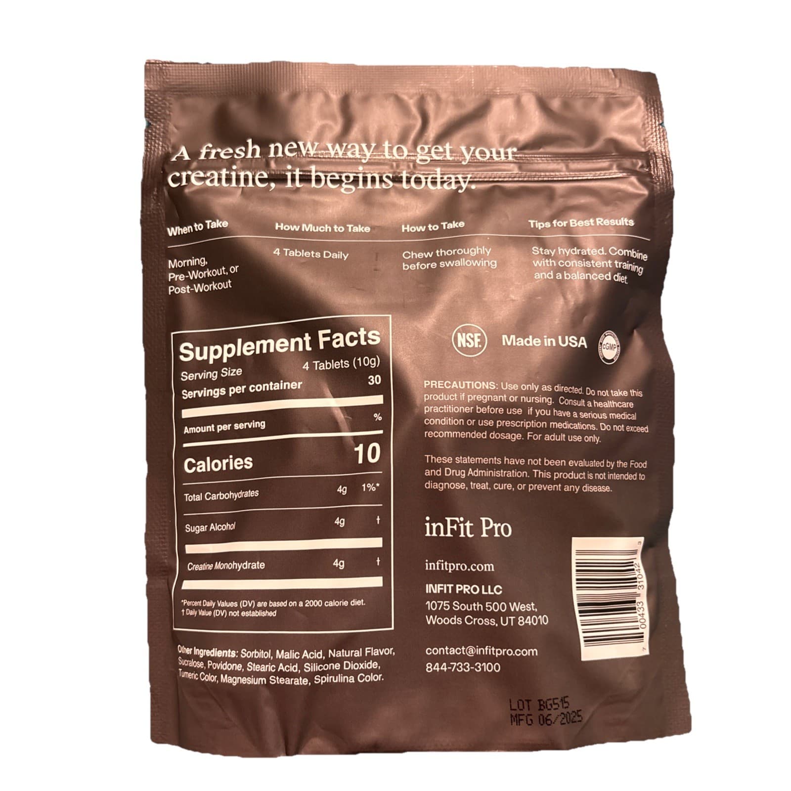 INFIT PRO - Creatine Tablets (Sour Apple) 120ct 1g/tablet - Thumbnail 2