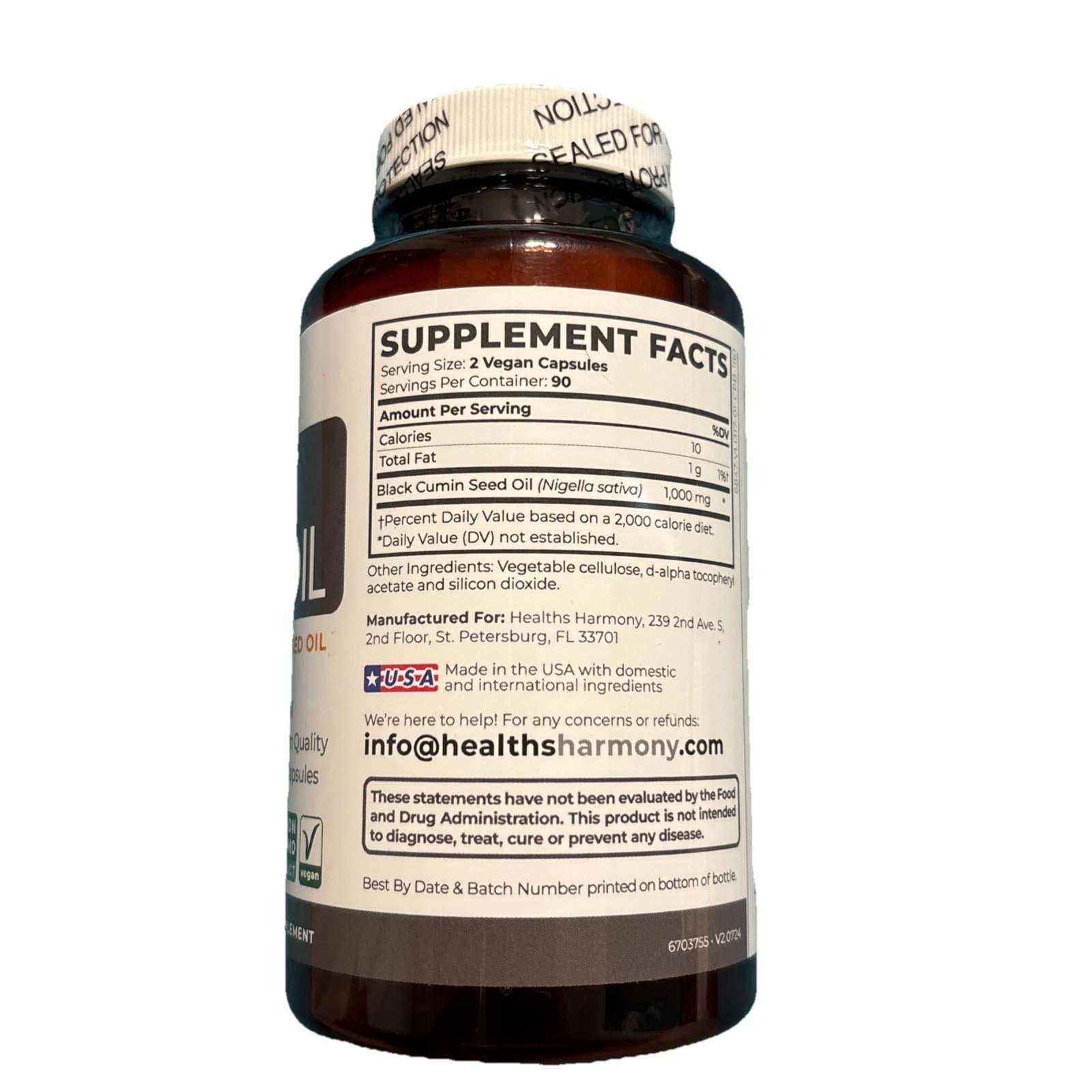 Healths Harmony Black Seed Oil - 180 Softgel Capsules (Non-GMO & Vegan) Premium - Thumbnail 2