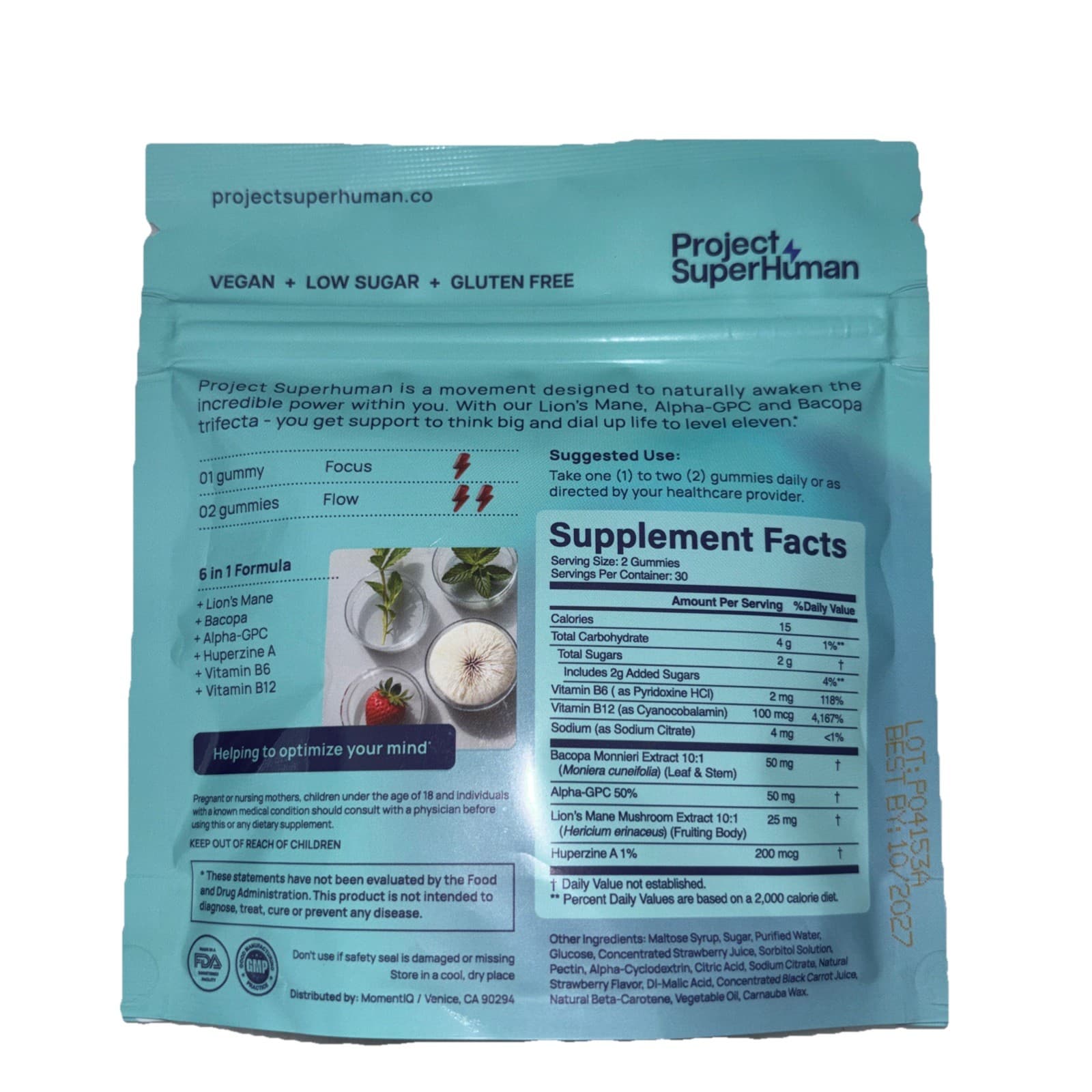 Project SuperHuman MindFlex Brain Optimization Gummies Vegan Sweet Taylor 60 ct - Thumbnail 2