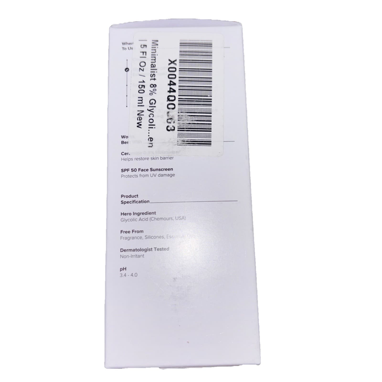Minimalist Glycolic Acid 08% Exfoliating Liquid Toner for All Skin Types, 150ml - Thumbnail 2