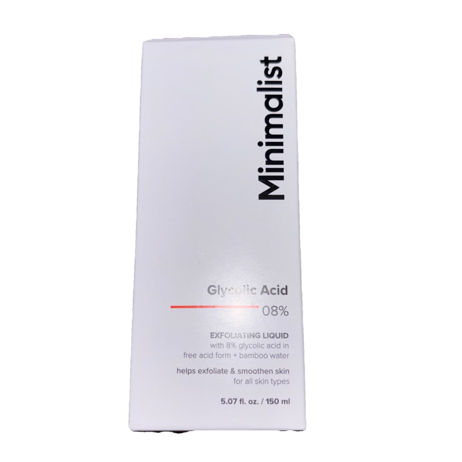 Minimalist Glycolic Acid 08% Exfoliating Liquid Toner for All Skin Types, 150ml
