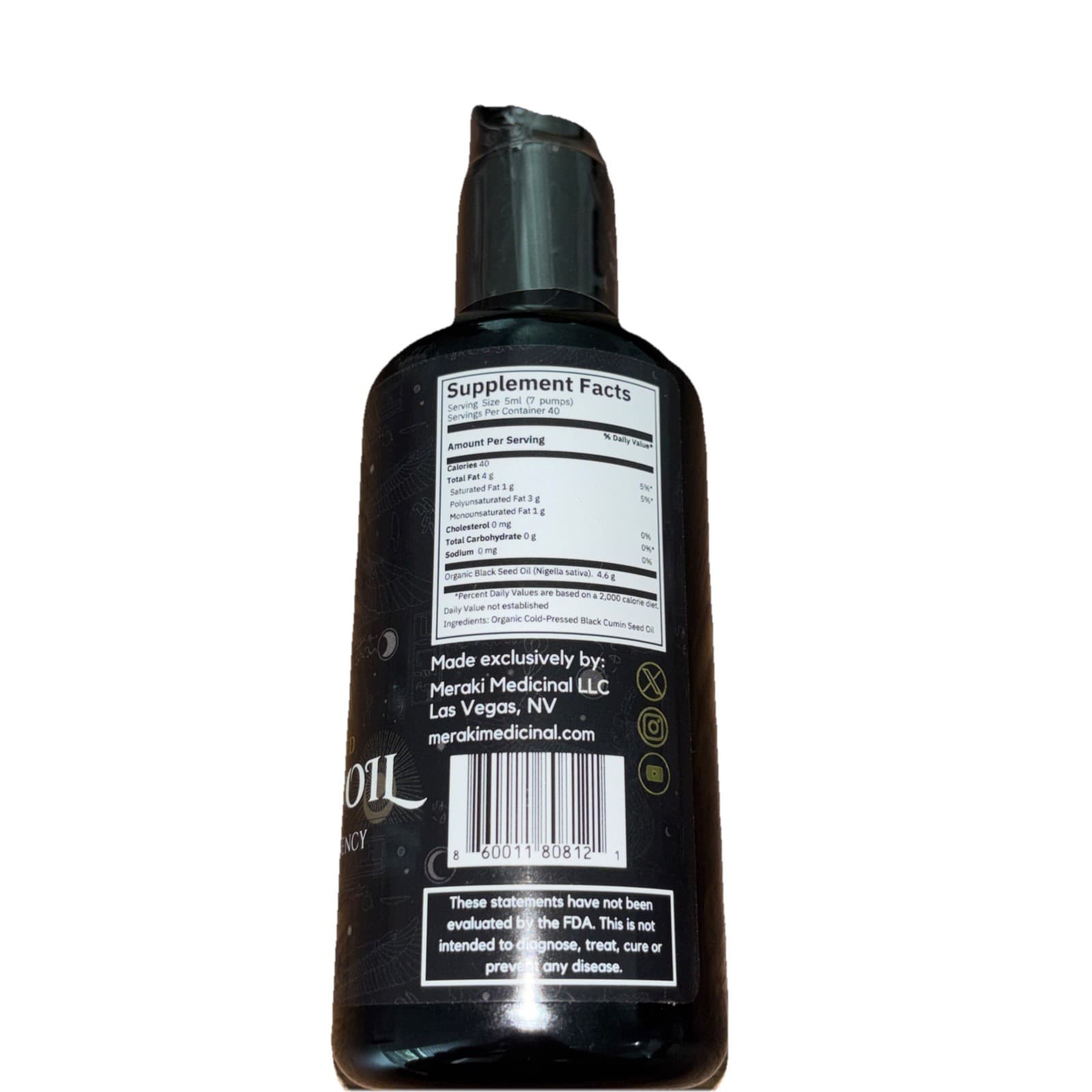Meraki Medicinal Organic Cold-Pressed Black Seed Oil 200ml Dietary Supplement - Thumbnail 2