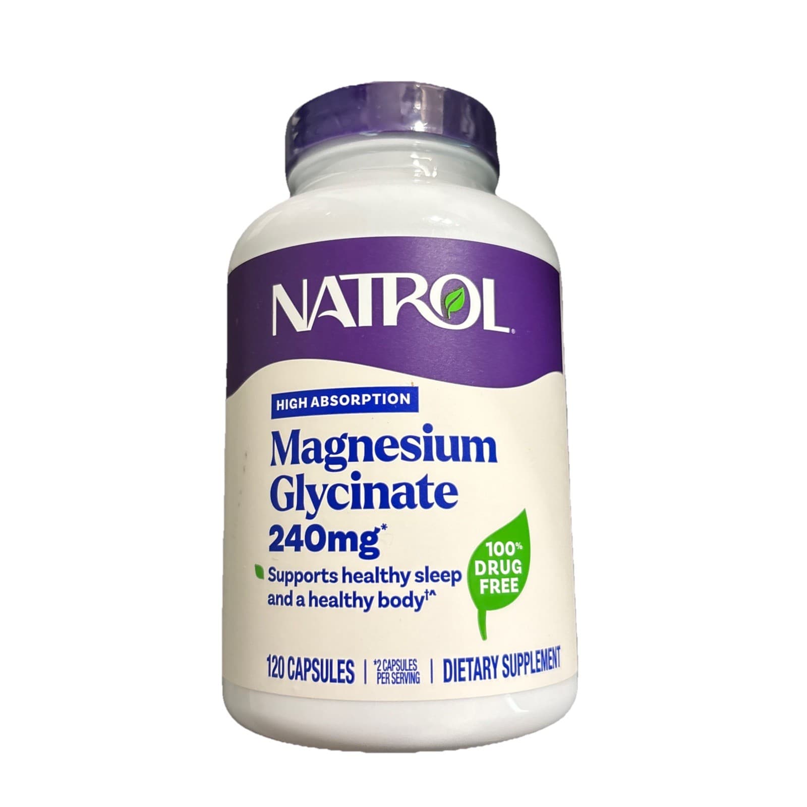 Natrol Magnesium Glycinate 240 mg High Absorption 120 CAPSULES / 2 month Supply