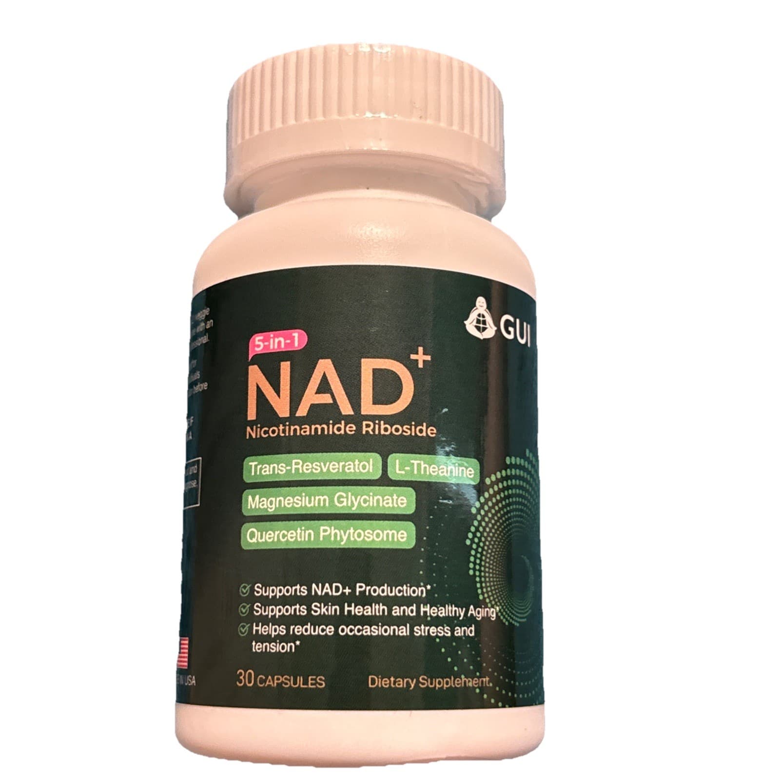 GUI Wellness NAD+ 5-in-1 Supplement - Nicotinamide Riboside & Resveratrol - 30ct