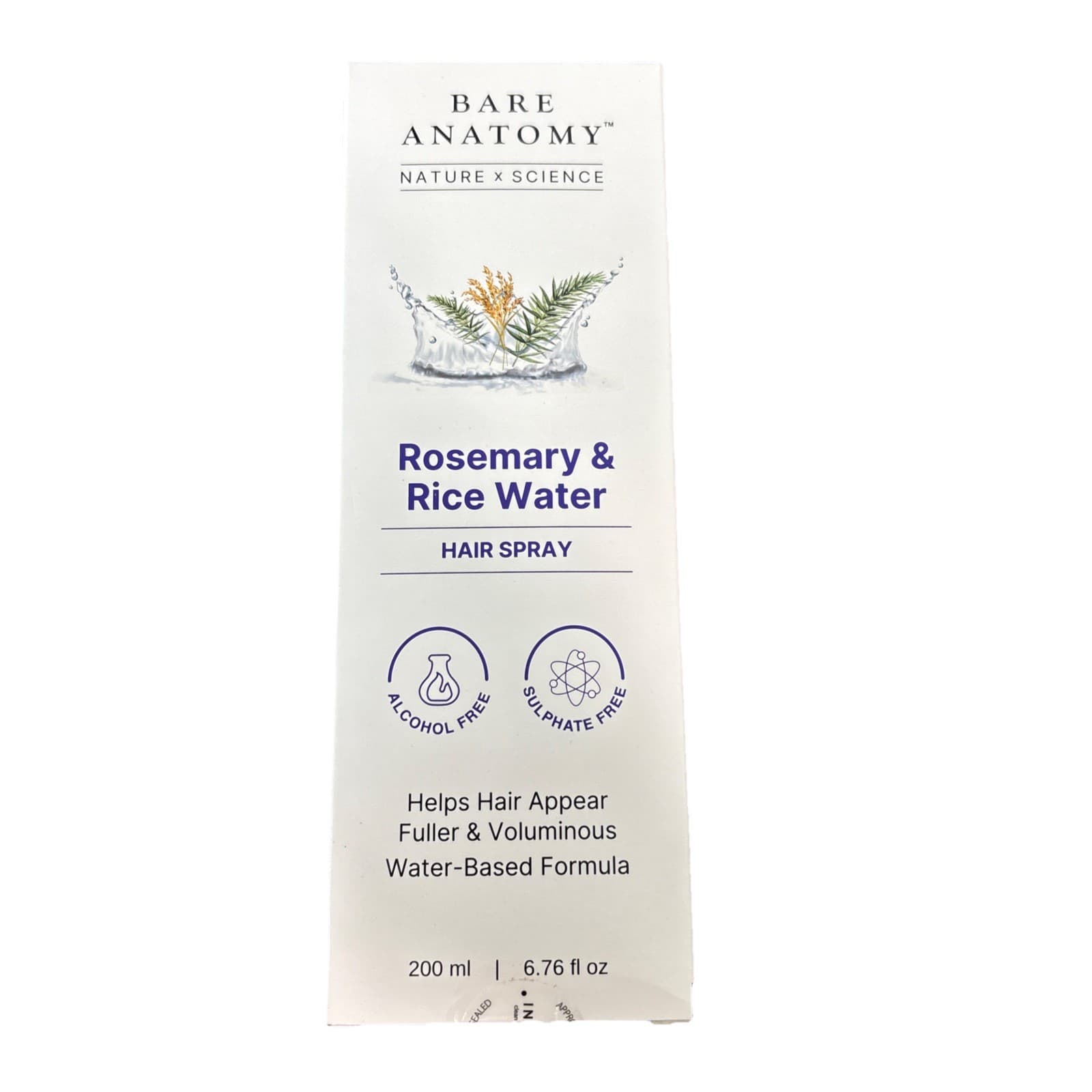Bare Anatomy Rosemary & Rice Water Hair Spray, Clear, 6.76 fl oz