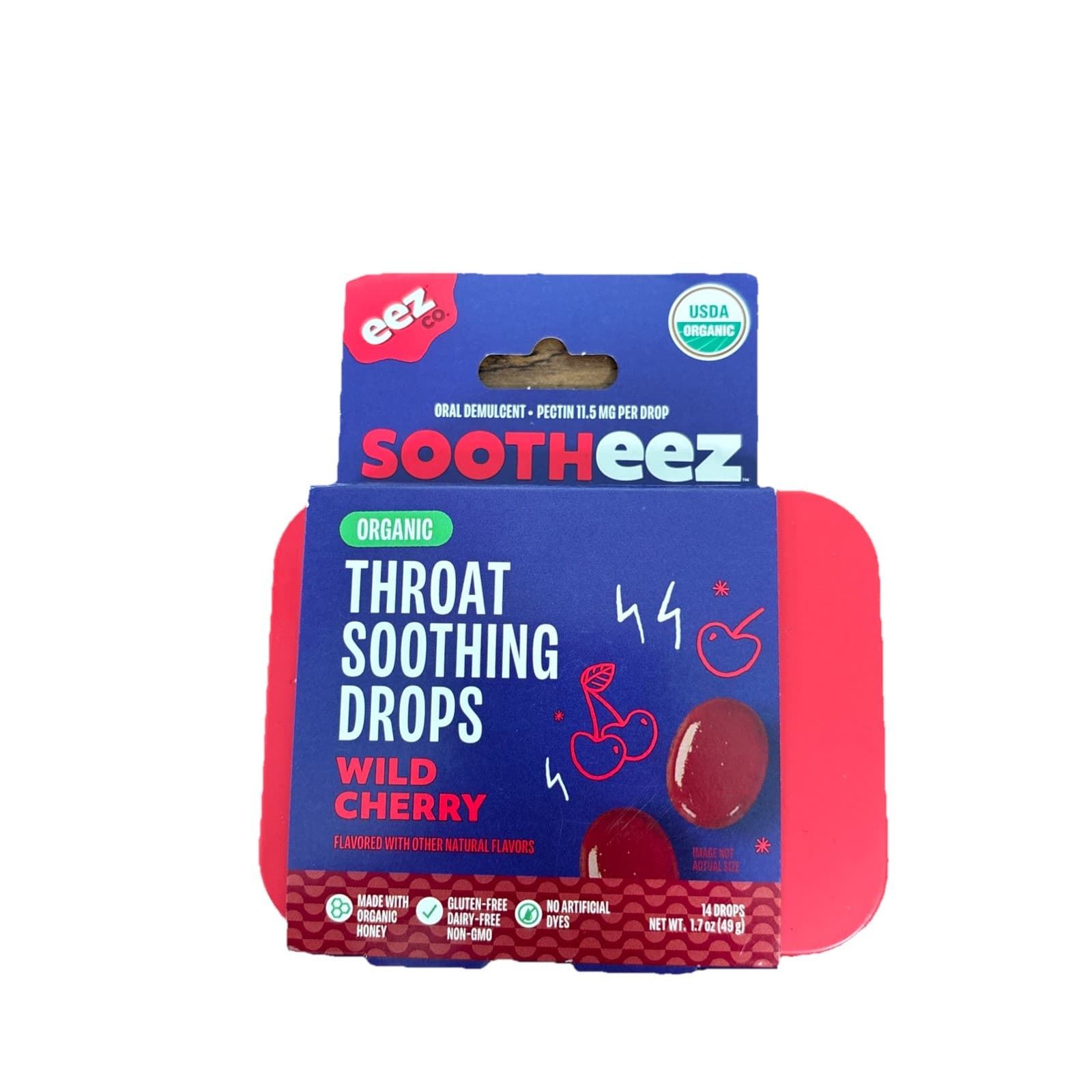 eez co. SOOTHeez Organic Throat Drops Wild Cherry 14ct Gluten-Free Non-GMO
