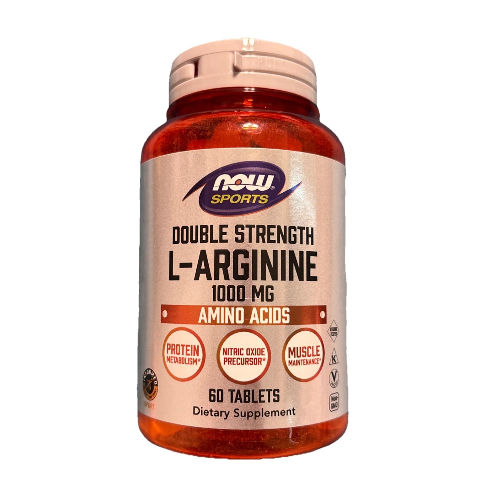 NOW L-Arginine 1000 mg Double Strength 60 Tabs Amino Acids Nitric Oxide Boost