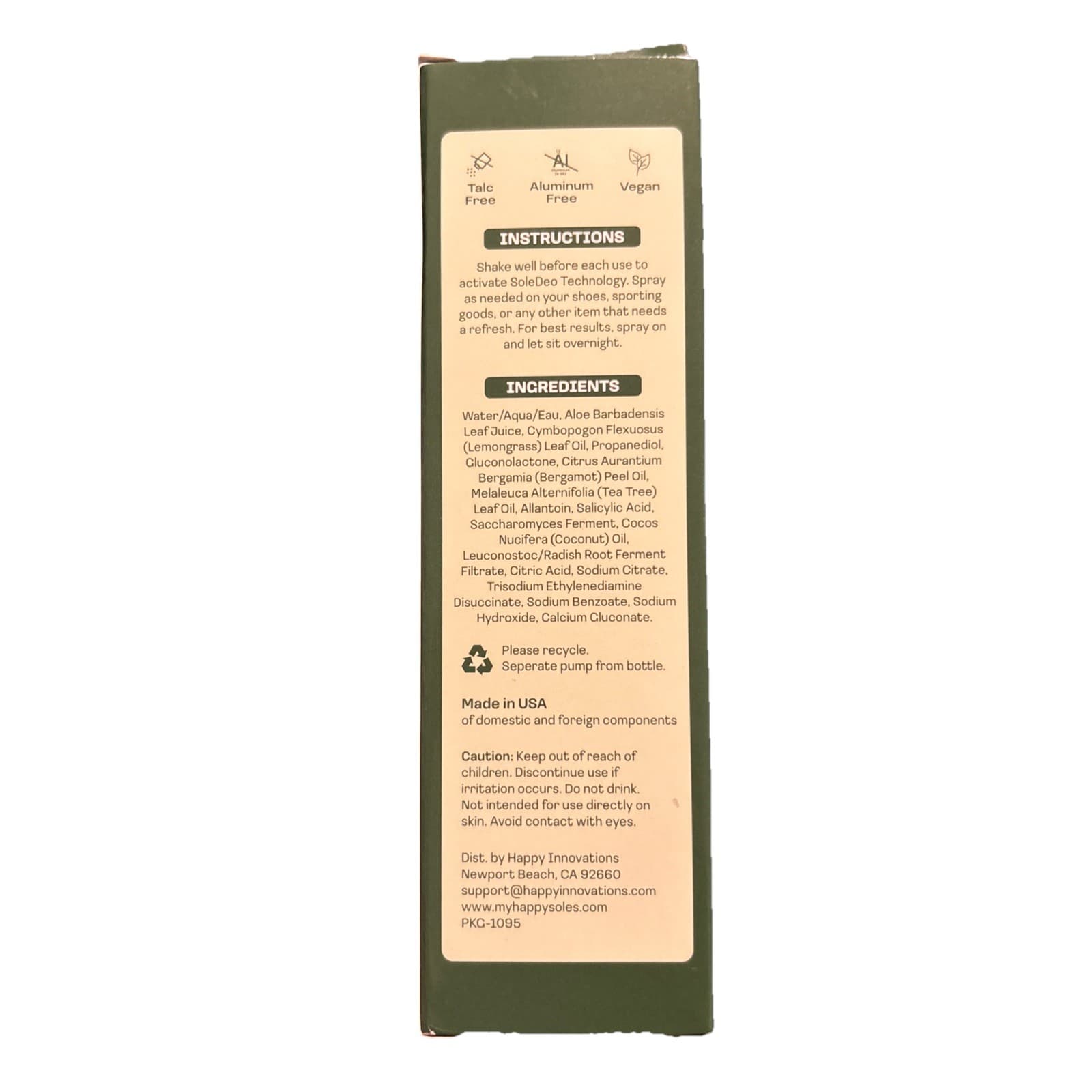 Happy Soles Shoe Deodorizer Lemongrass Spray 4oz Odor Fighter - Thumbnail 3