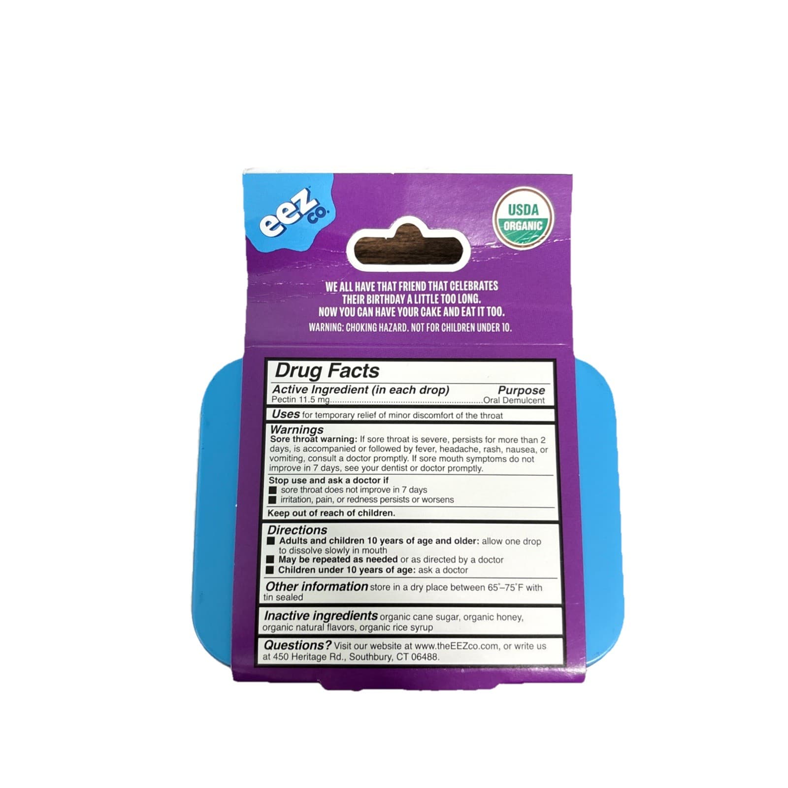1 Tins: Sooth eez Organic Throat Soothing Drops 14ct ea Bday Cake Exp. 6/26/26 - Thumbnail 2